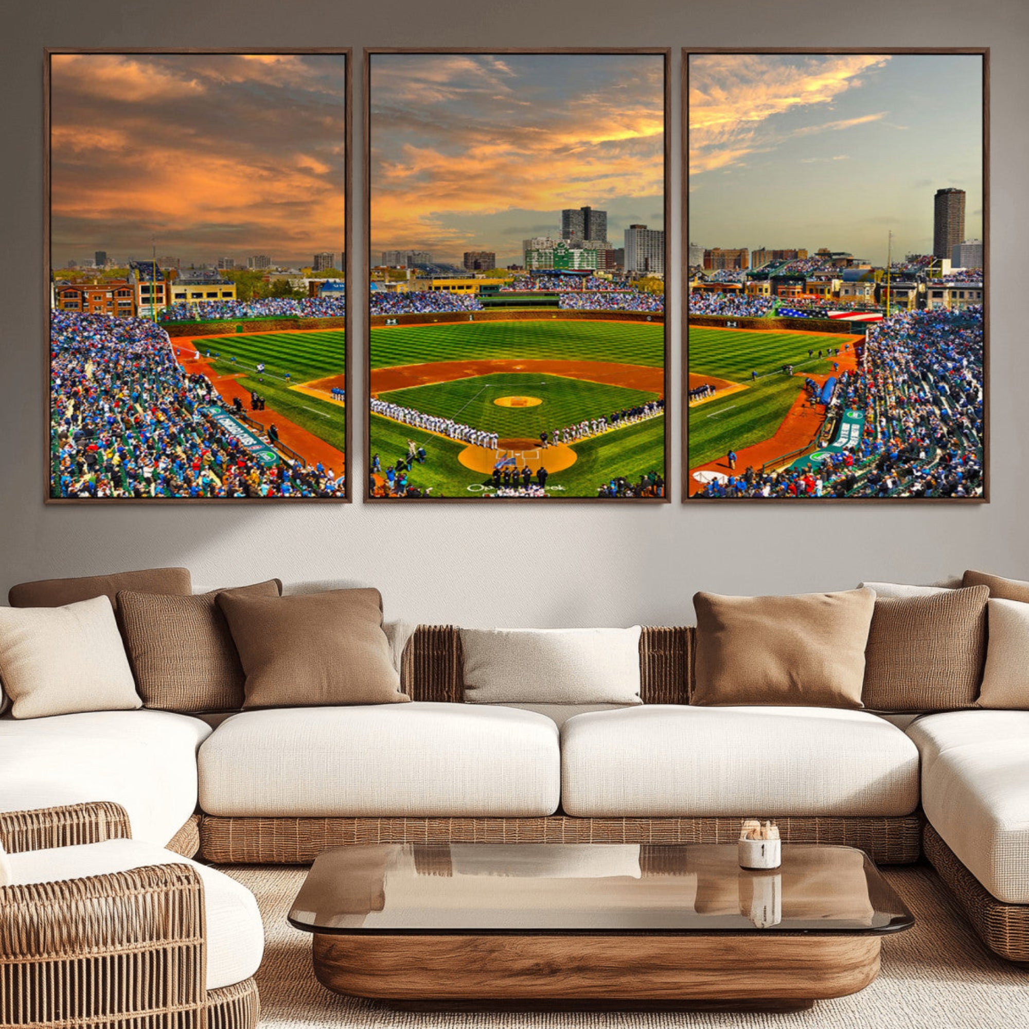 45635-MGV-CV-36X24-Chicago Wrigley Field Canvas Wall Art - Iconic Baseball Stadium Art Print - Wrigley Field Chicago