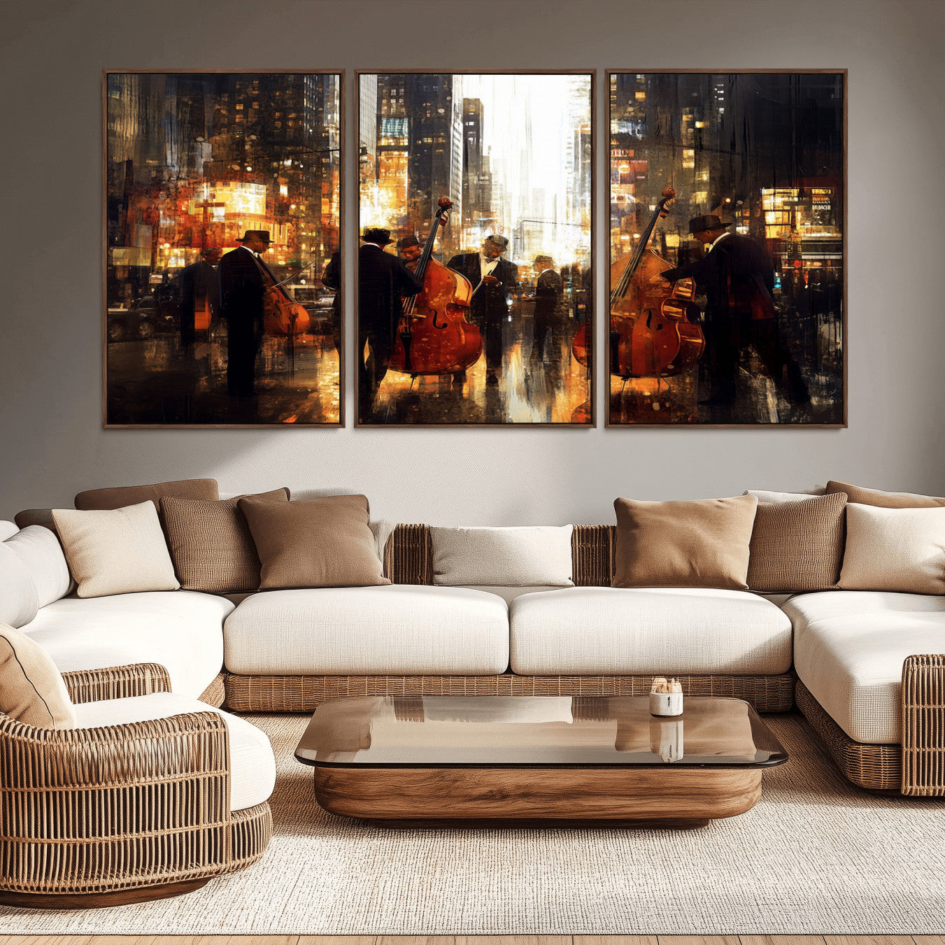 -Abstract Jazz Art Wall Art Canvas Print - Framed Abstract Music Canvas - Colorful Instrument Poster