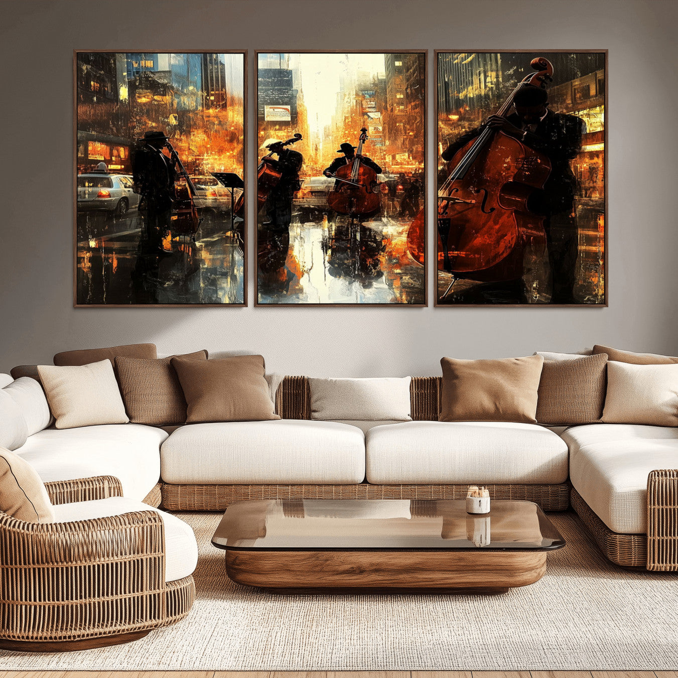 -African American Abstract Jazz Wall Art - Framed Abstract Music Canvas - Colorful Instrument Canvsa