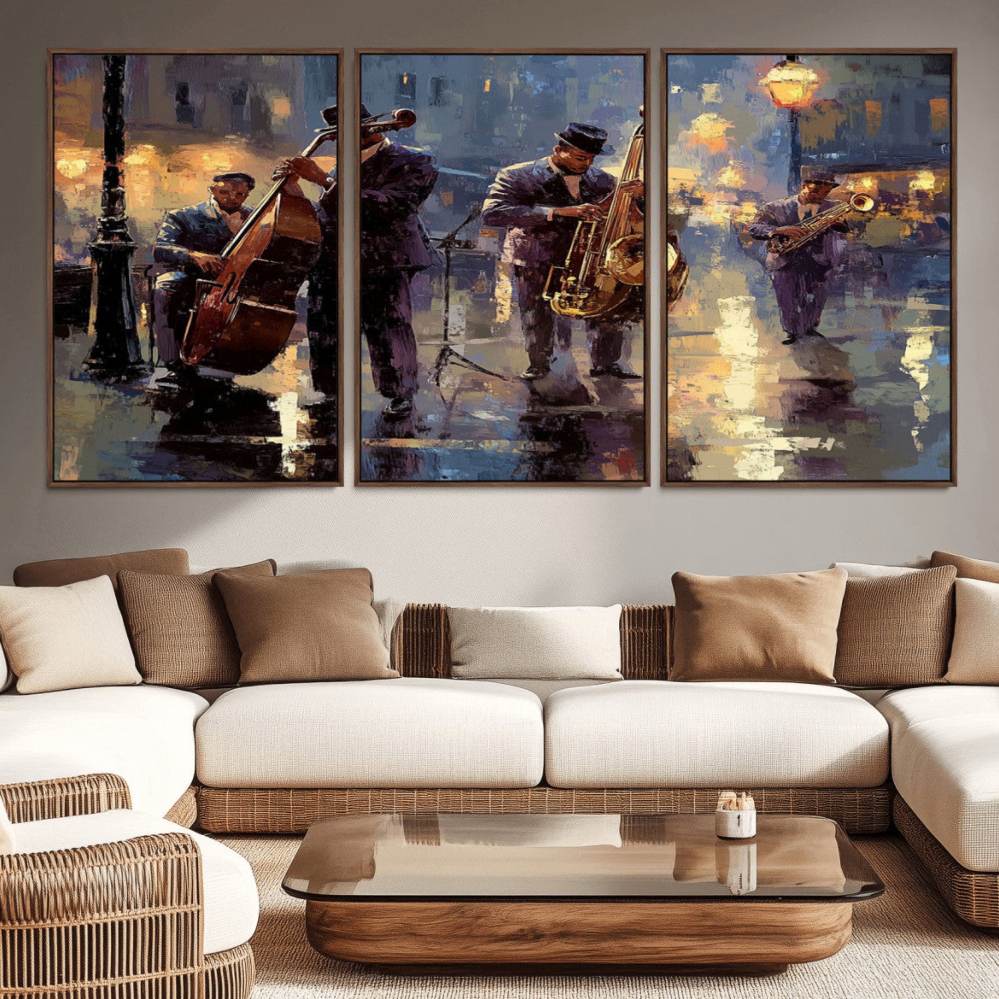 79232-MGV-CV-36X24-Afro Abstract Jazz Music Canvas Print - African American Wall Art - Colorful Framed Afro Abstract