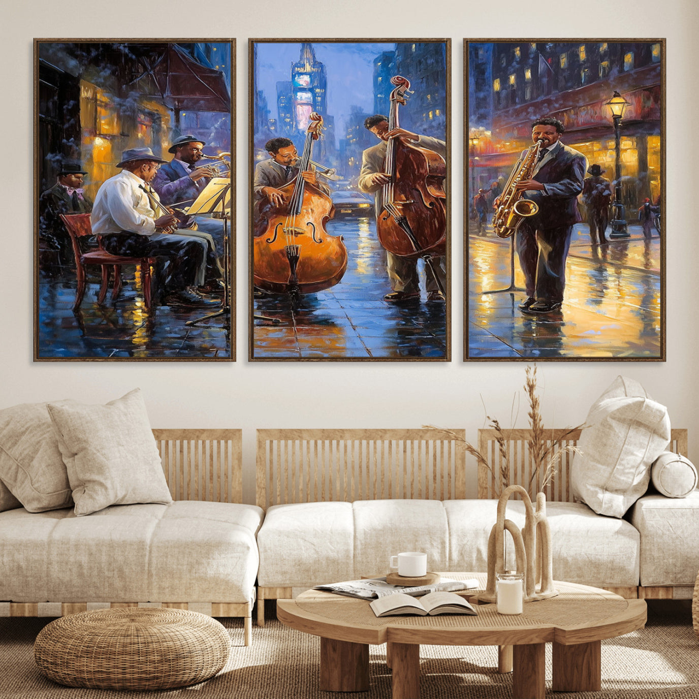 58694-MGV-FC-60X30-3P - Colorful Jazz Wall Art - African American Music Canvas Print - Framed Abstract Music Poster for Home