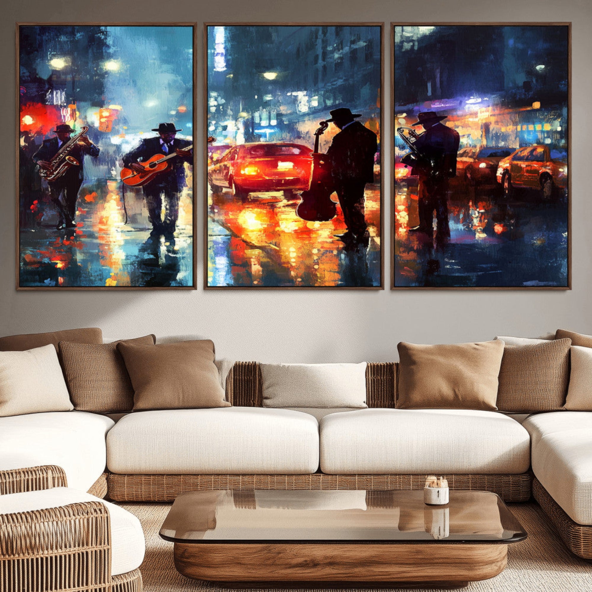 94605-MGV-CV-36X24-African American Jazz Canvas - Abstract Music Wall Art Print - Abstract Jazz Wall Art Framed Prints