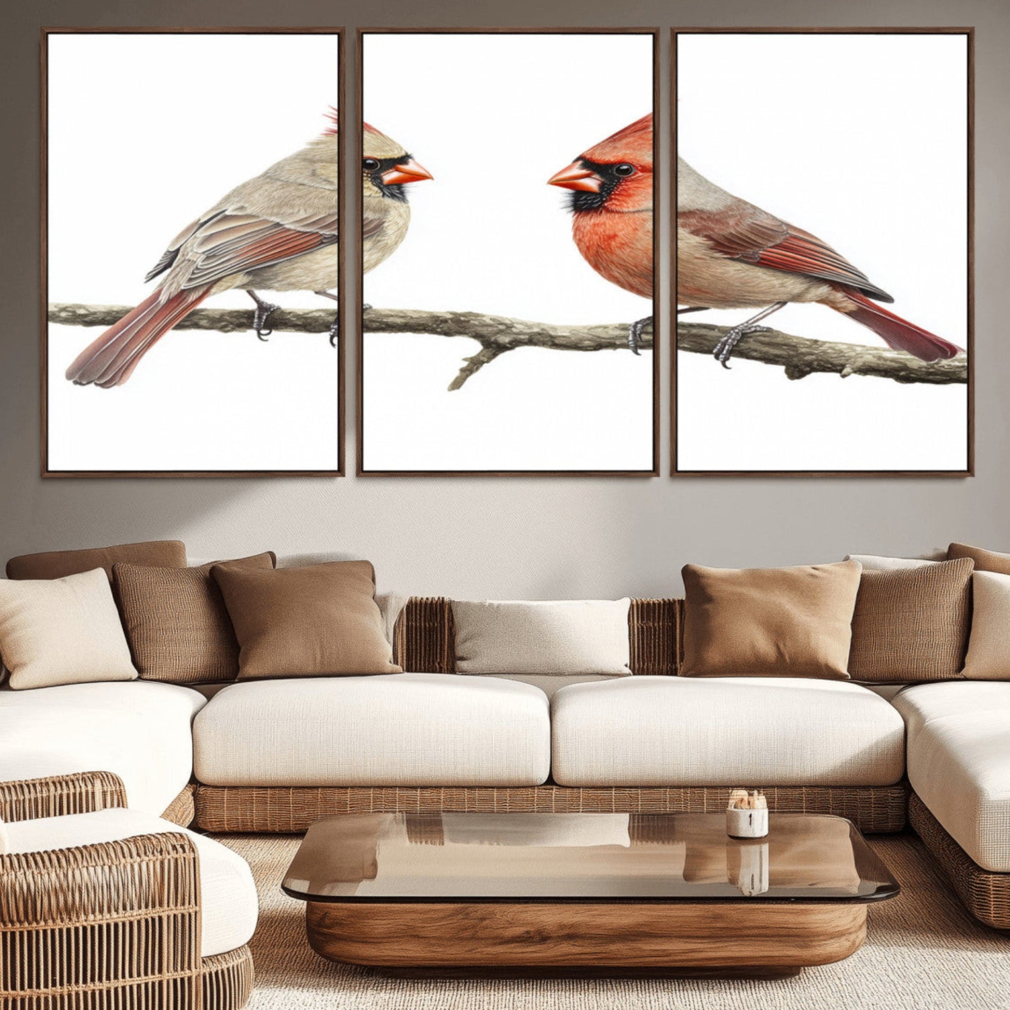 29617-MGV-CV-36X24-Cardinal Canvas Wall Art - Male and Female Cardinal Print - Nature-Inspired Bird Wall Decor for Home