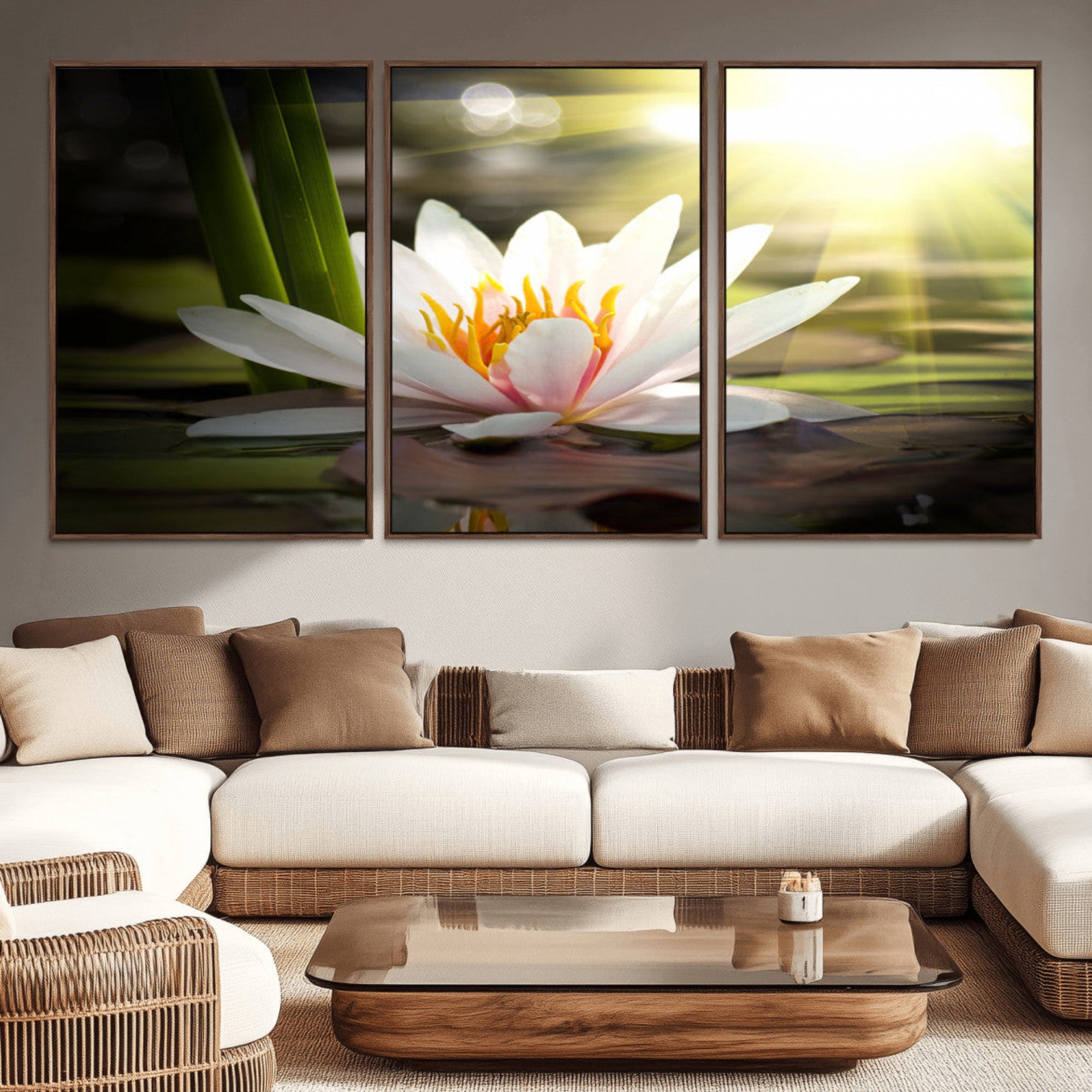 -Lotus Flower Wall Art Canvas Print, Water Lily Large Wall Art Canvas Print