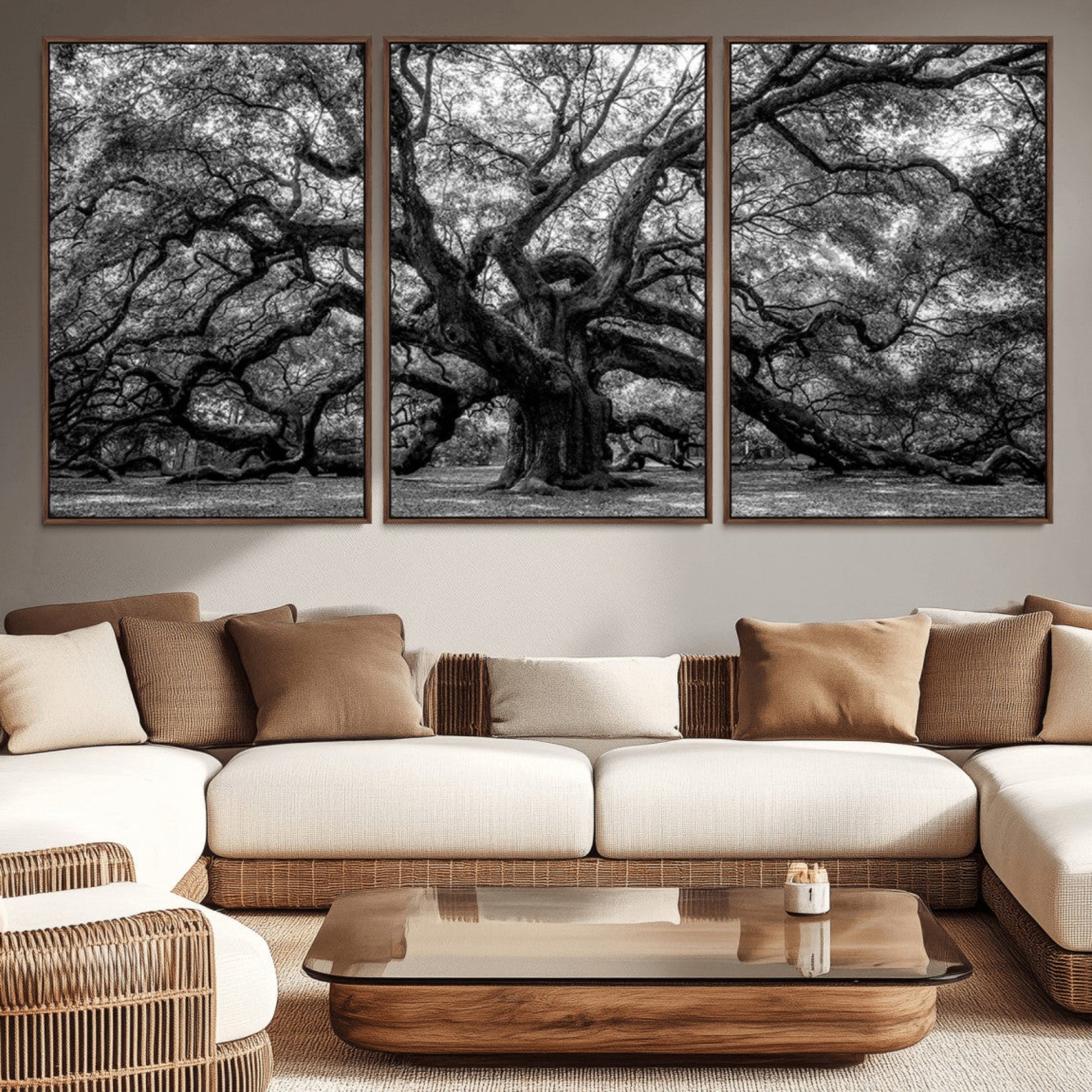 132944706-MGV-CV-36X24-Black and White Old Angel Oak Tree Wall Art Canvas Print