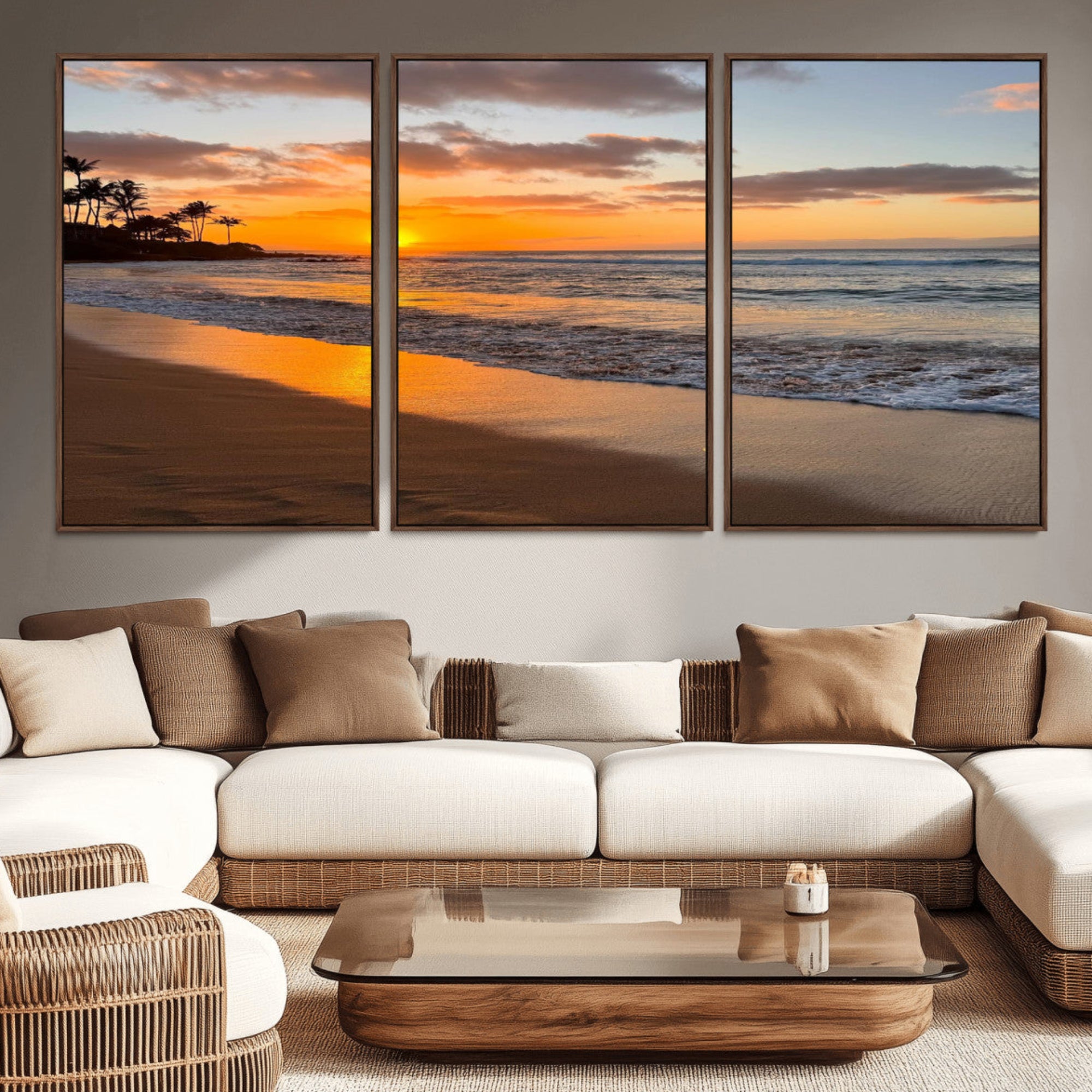 Nadir-MGV-CV-36X24-Sunset Wall Art Print - Stunning Beach Sunset Canvas Artwork for Elegant Home or Office Coastal