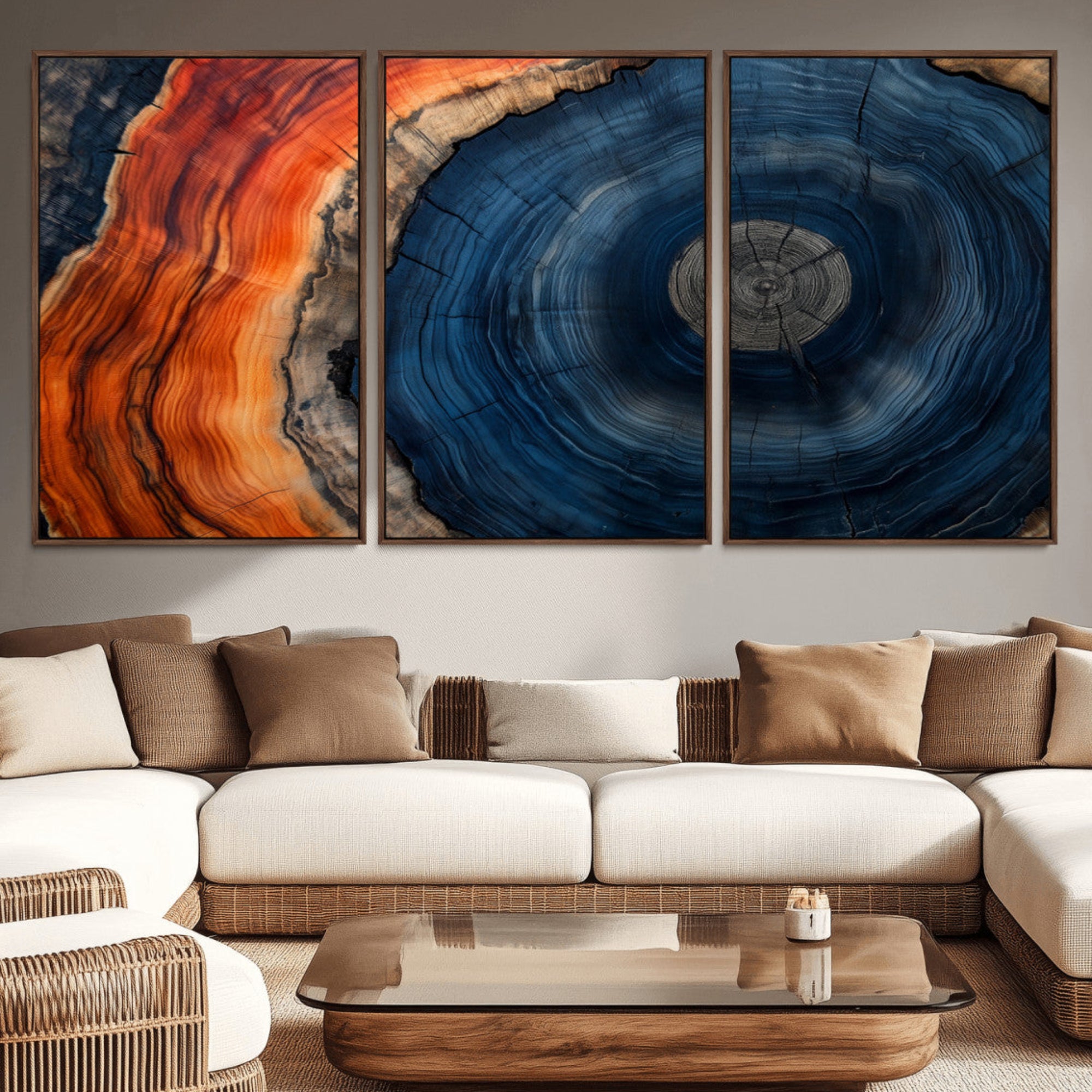 99491700-MGV-CV-36X24-Tree Rings Wall Art Canvas Print, Rustic Wood Print, Framed Natural Texture Art Print, Wood Grain