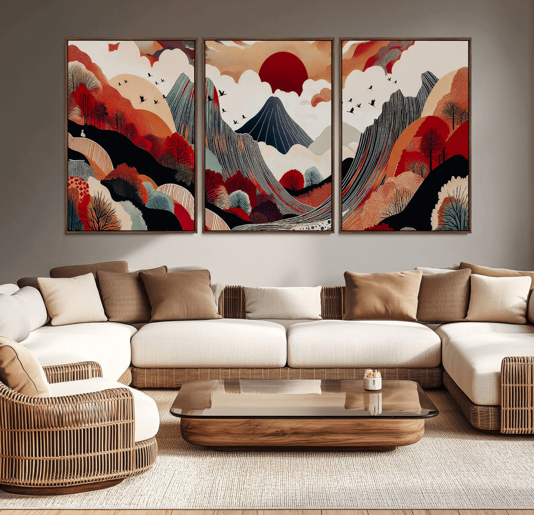 Abstract Mountain Wall Art Canvas Print | Vibrant Stylized Landscape