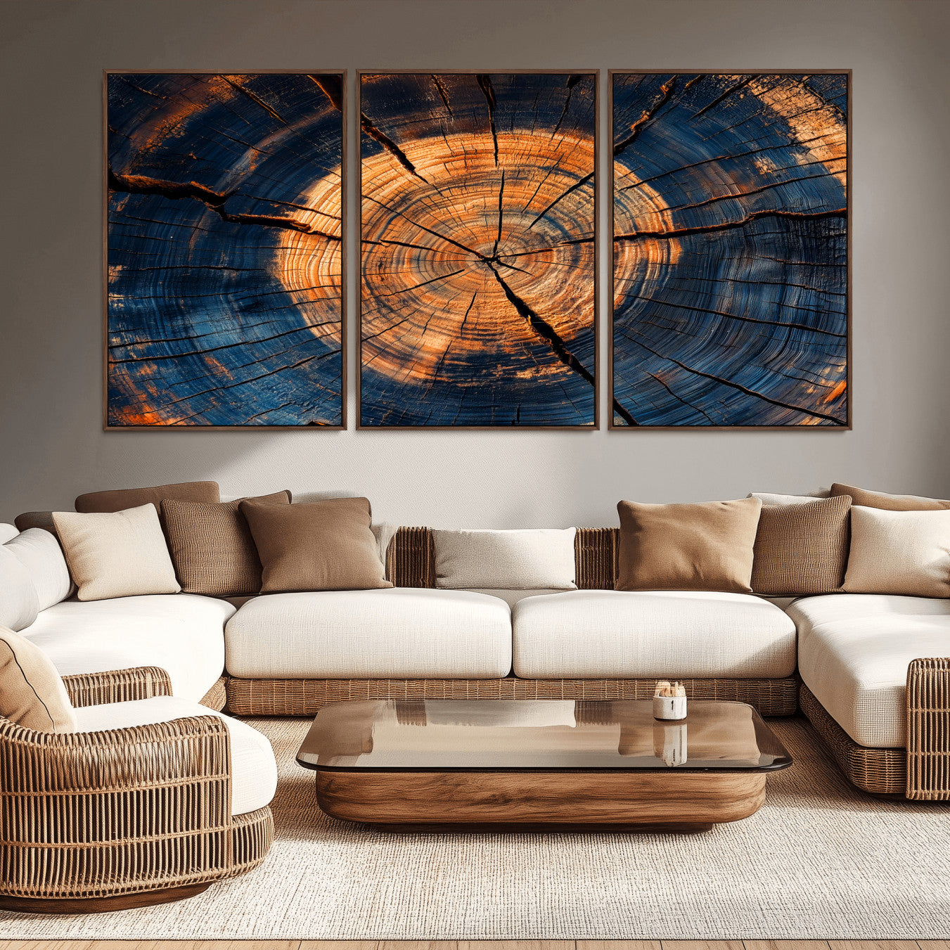 18975622-MGV-CV-36X24-Burnt Wood Wall Art Canvas Print – Framed Aged Timber Tree Artwork, Rustic Decor Perfect for Home, Office