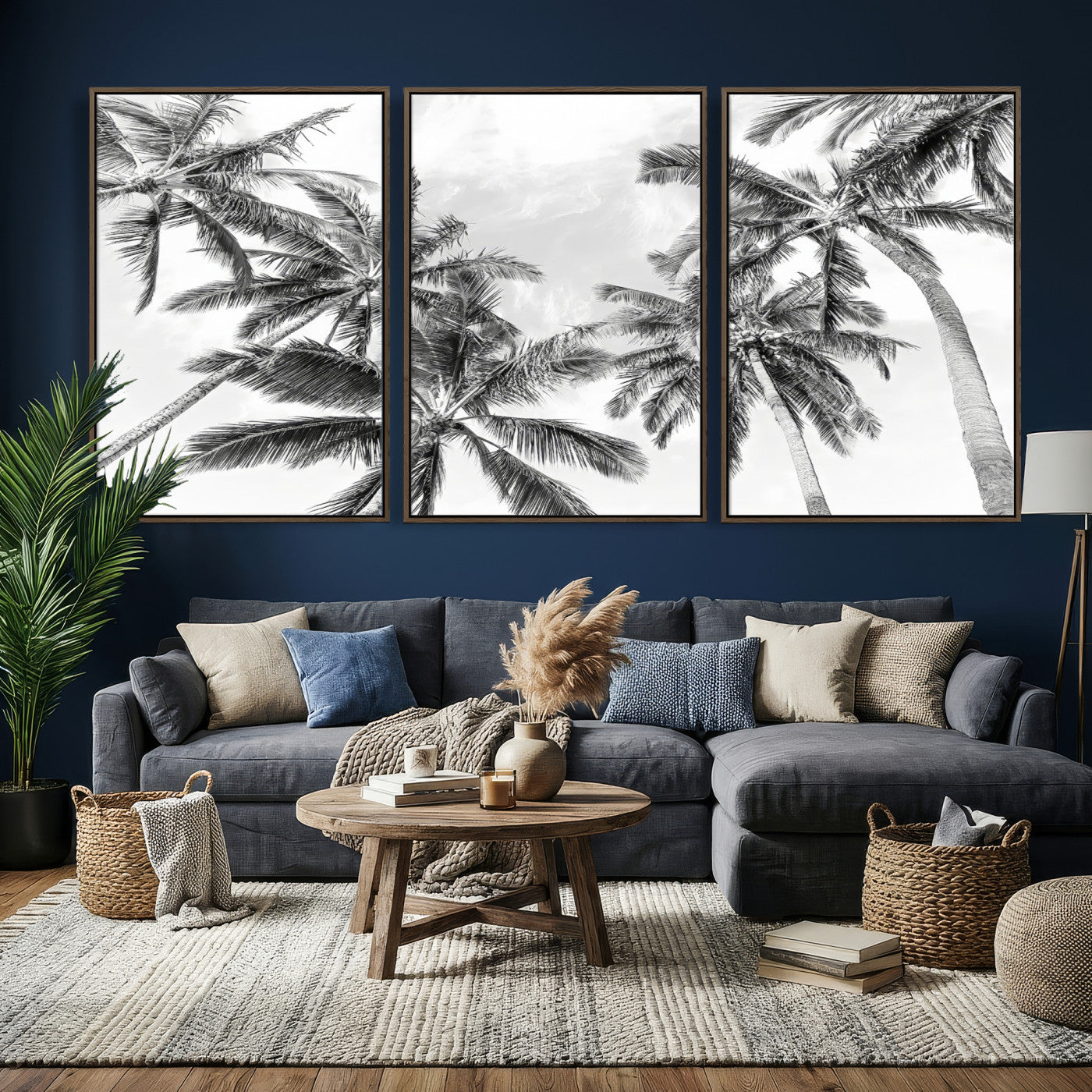 62113786-MGV-CV-36X24 - Palm Trees Wall Art – Tropical Breeze Canvas Print, Vacation Island Silhouette, Coastal Calm and Summer Paradise for Living Room or Beach House Decor