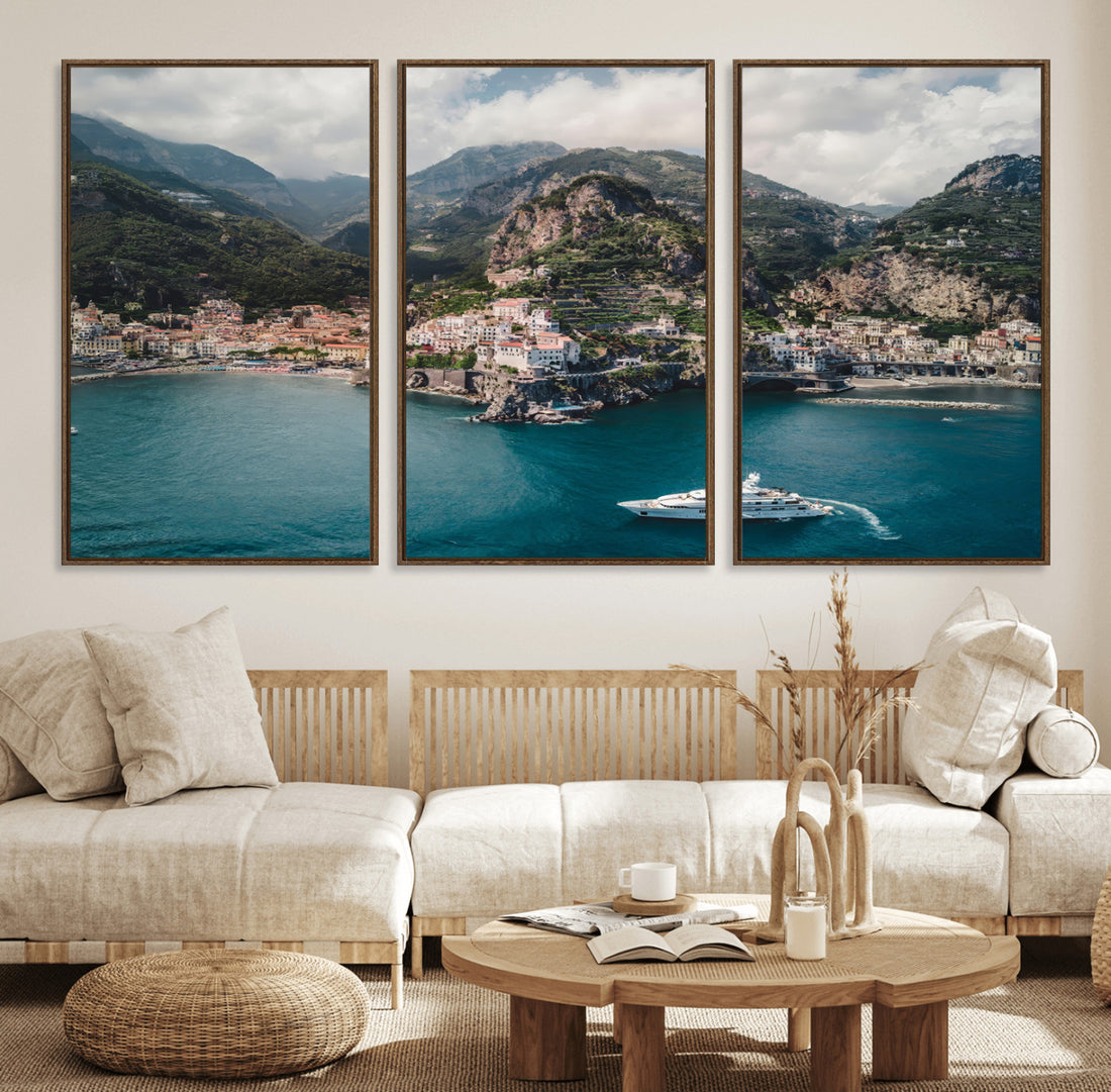 Amalfi Coast Wall Art | Framed Italian Seaside Canvas