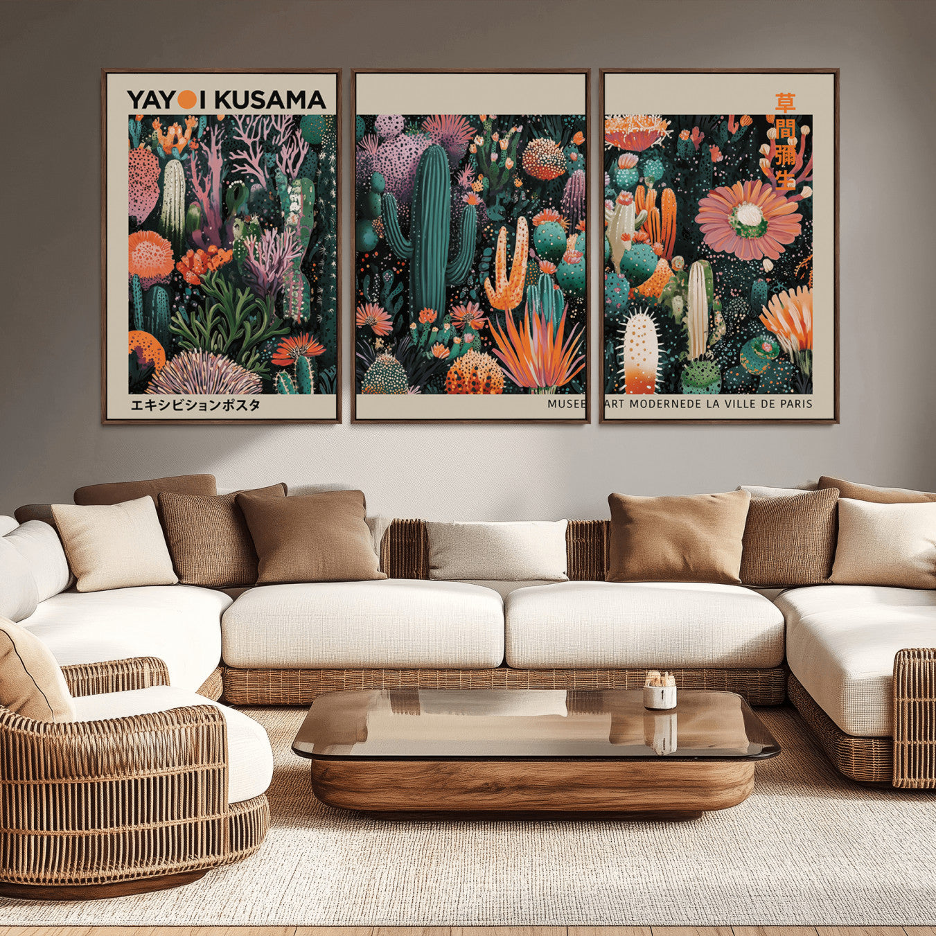 -Yayoi Kusama Art Print, Yayoi Kusama Canvas Wall Art, Abstract Mount Fuji Canvas Print, Japanese