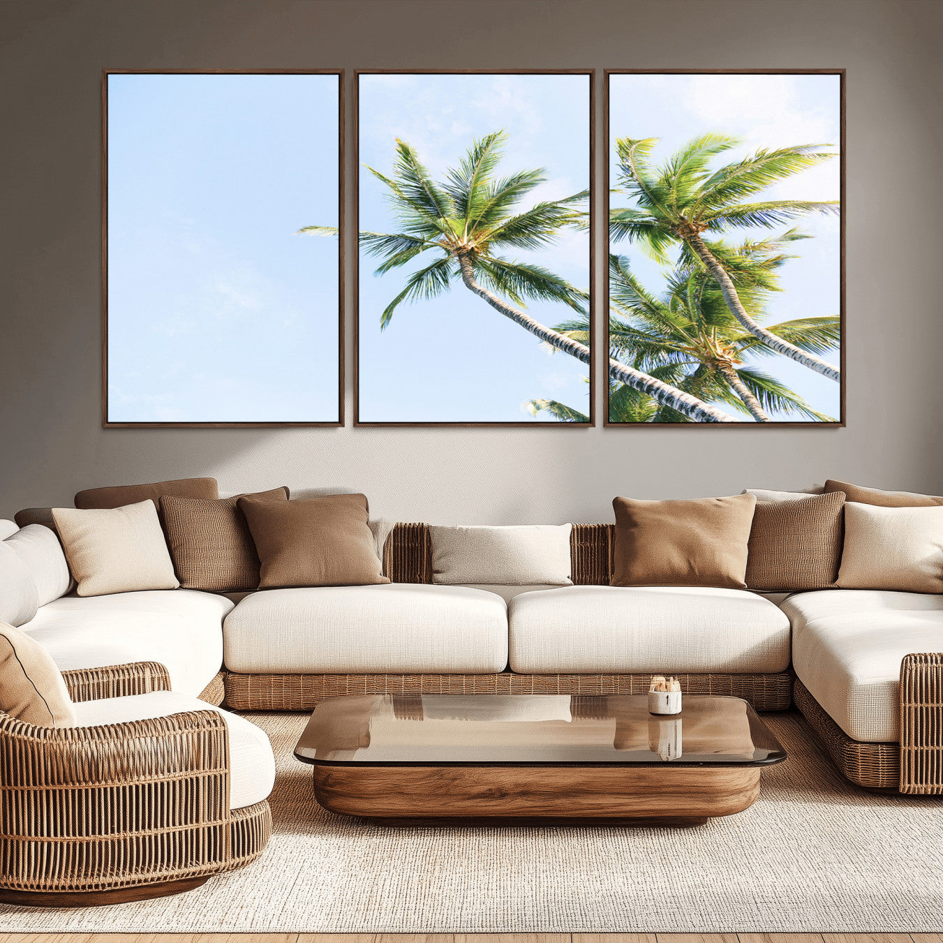 54719115-MGV-CV-36X24-Palm Trees Wall Art Canvas Print – Framed Tropical Coastal Nature Scene Artwork for Home Office
