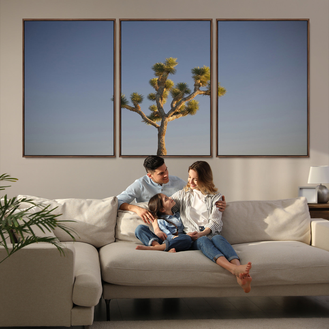 54552043-MGV-FC-60X30-3P-Joshua Tree Wall Art Canvas Print – Framed Southwestern Desert Landscape Scene Natural Rustic Artwork for Home Office