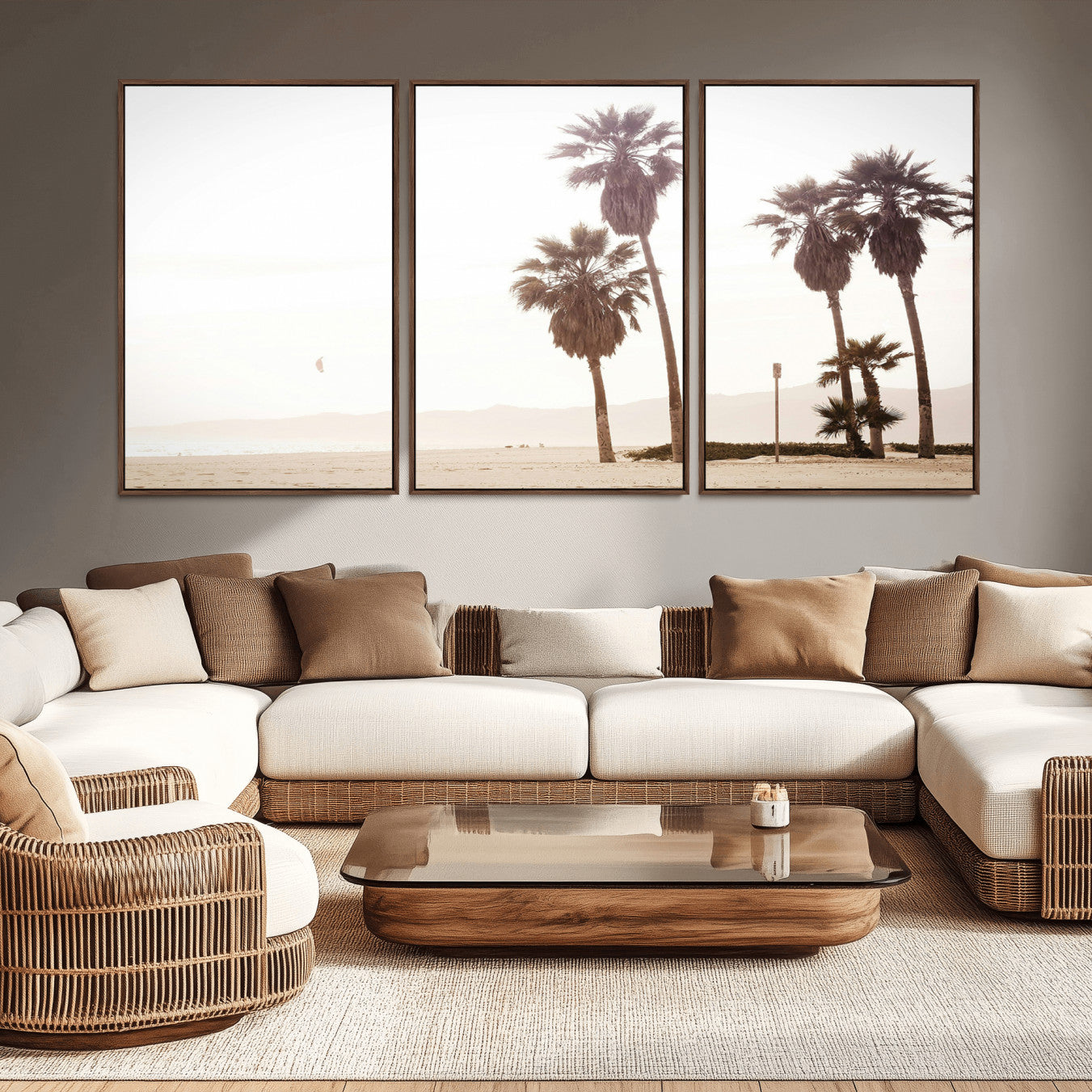 48255923-MGV-CV-36X24-Coastal Light Wall Art Canvas Print – Relaxing Shoreline Minimalist Ocean Tropical Serenity Artwork for Home, Office