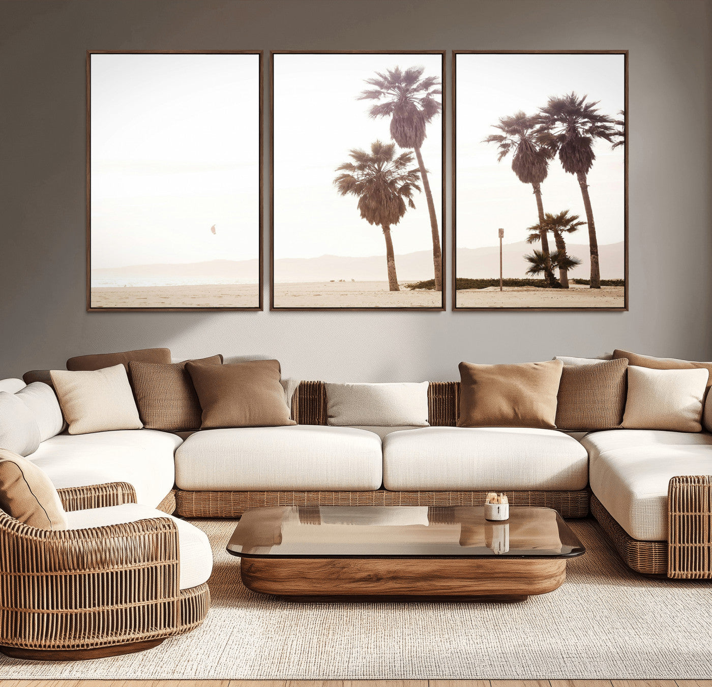 -Coastal Light Wall Art Canvas Print – Relaxing Shoreline Minimalist Ocean Tropical Serenity Artwork for Home, Office