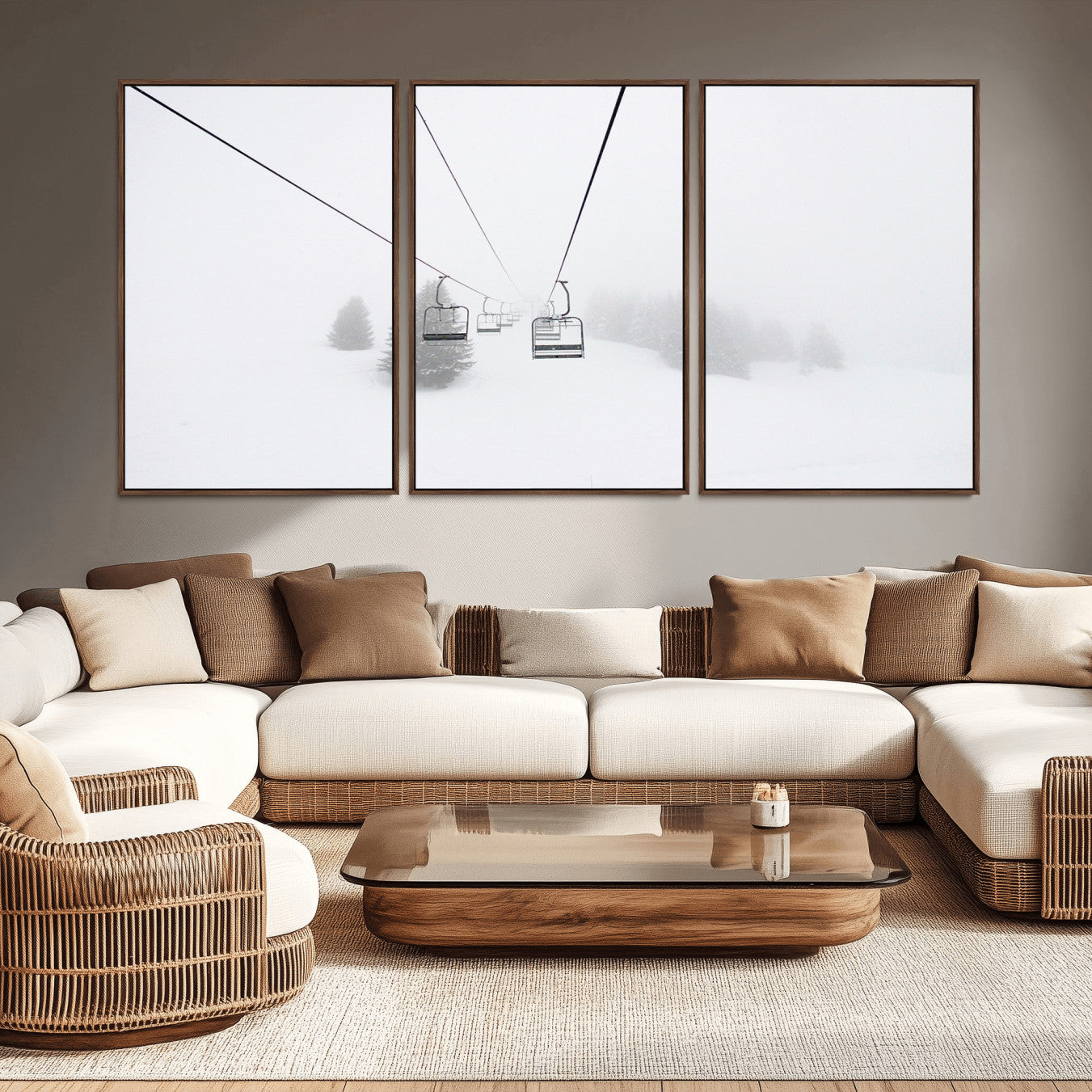 20216390-MGV-CV-36X24-Ski Lift Wall Art Canvas Print – Snowy Alpine Landscape Nordic Adventure Winter Mountains Artwork for Home, Office