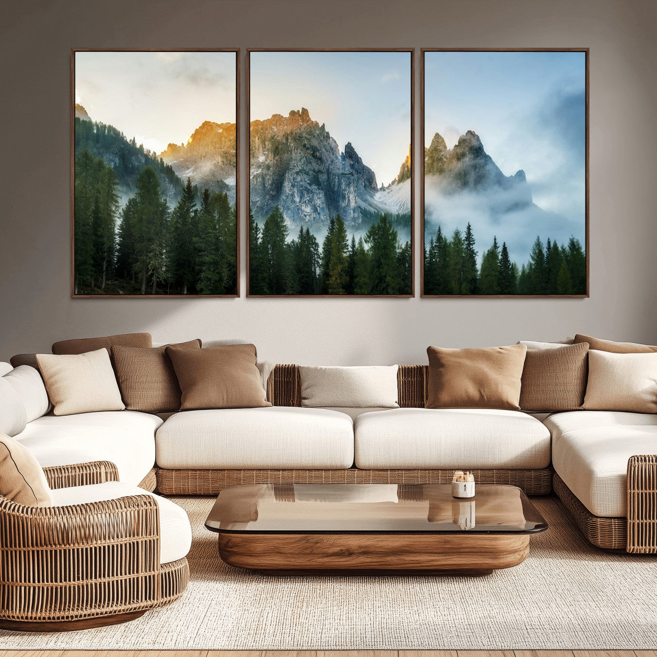 21145440-MGV-CV-36X24-Wilderness Wall Art Canvas Print – Misty Forest Nature Landscape Photography Rustic Scenic Artwork for Home, Office