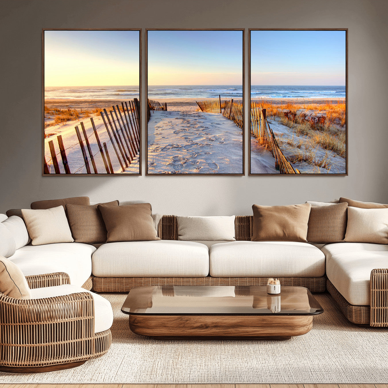 73351887-MGV-CV-36X24-Ocean Sunset Wall Art Canvas Print – Nautical Beach Photography Summer Coastal Serenity Artwork for Home, Office