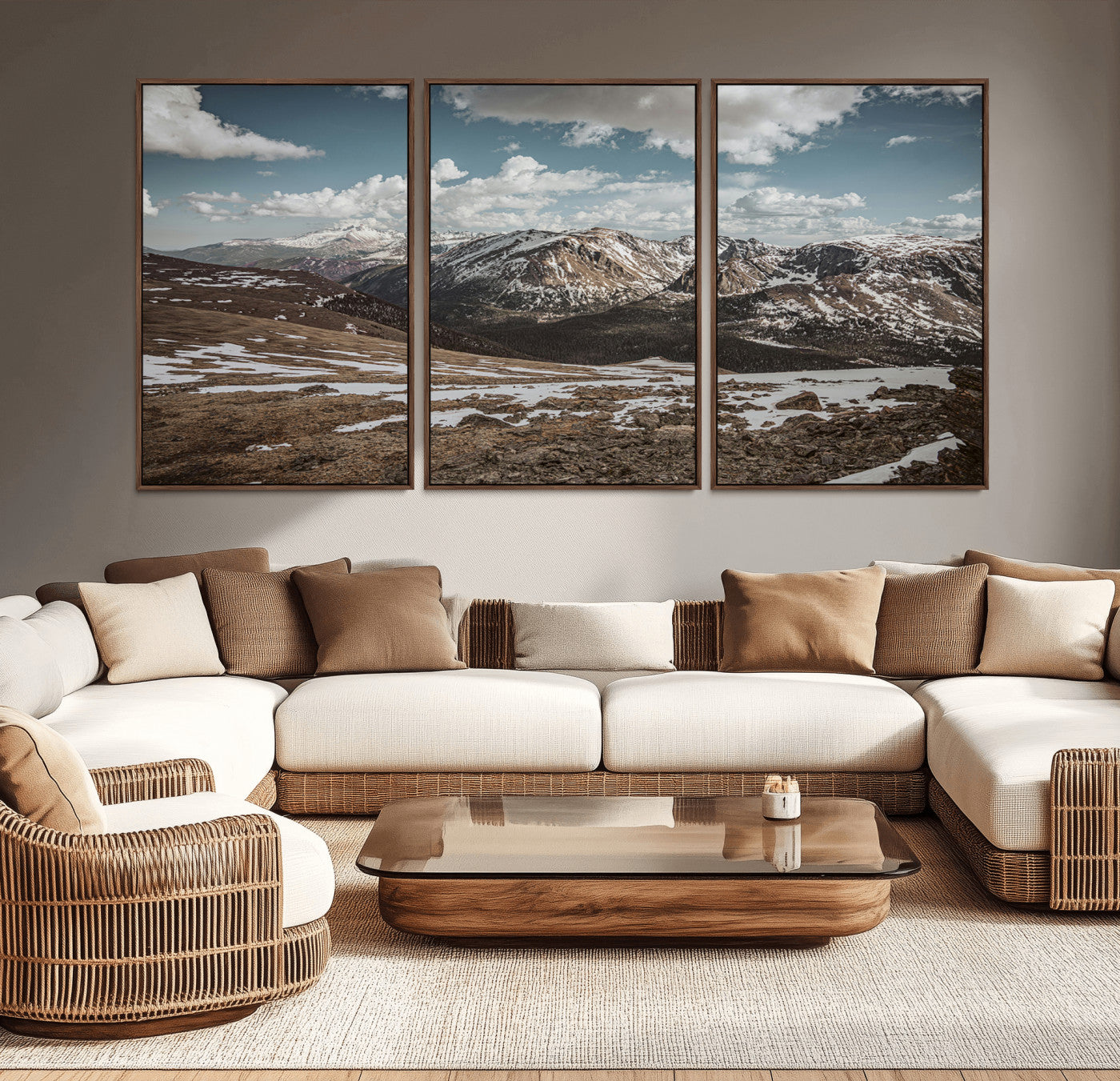44565953-MGV-CV-36X24-Mountain Landscape Wall Art Canvas Print – Framed Snowy Peaks Rugged Highlands Nature Scene Artwork for Home Office