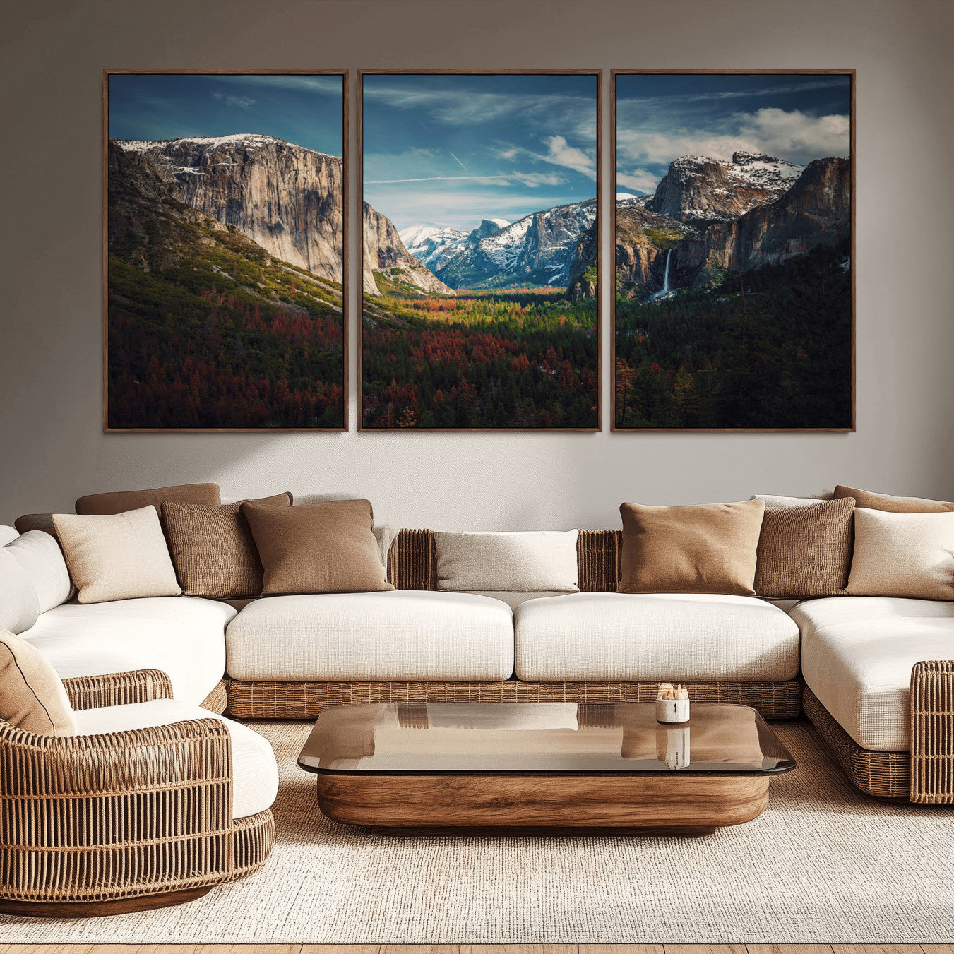 15244033-MGV-CV-36X24-Yosemite National Park Wall Art Canvas Print – Framed Mountain Landscape El Capitan Rustic Nature Artwork for Home, Office