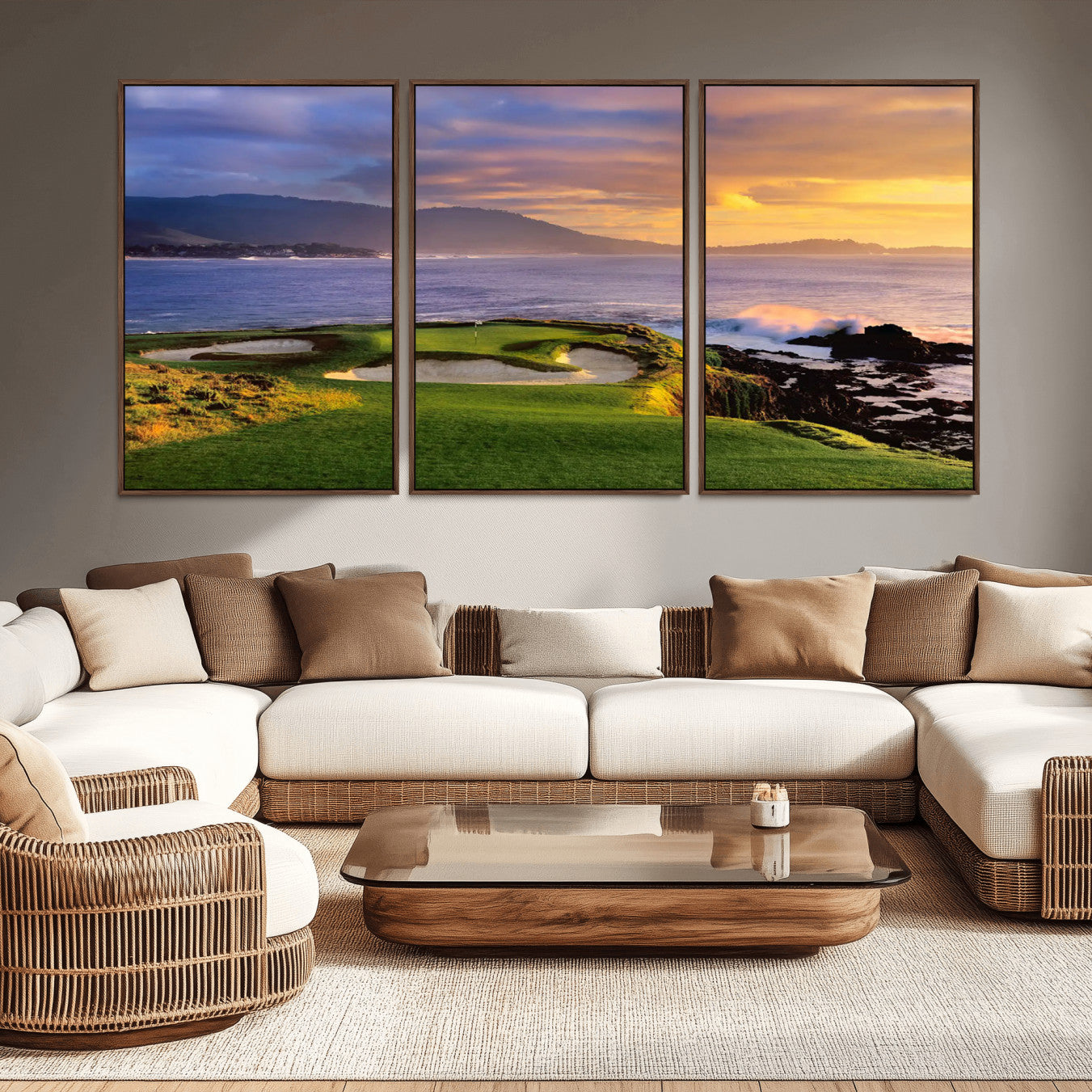 73699248-MGV-CV-36X24-Pebble Beach Golf Wall Art Canvas Print – Iconic Coastal Golf Course Artwork for Home, Office, Living Room