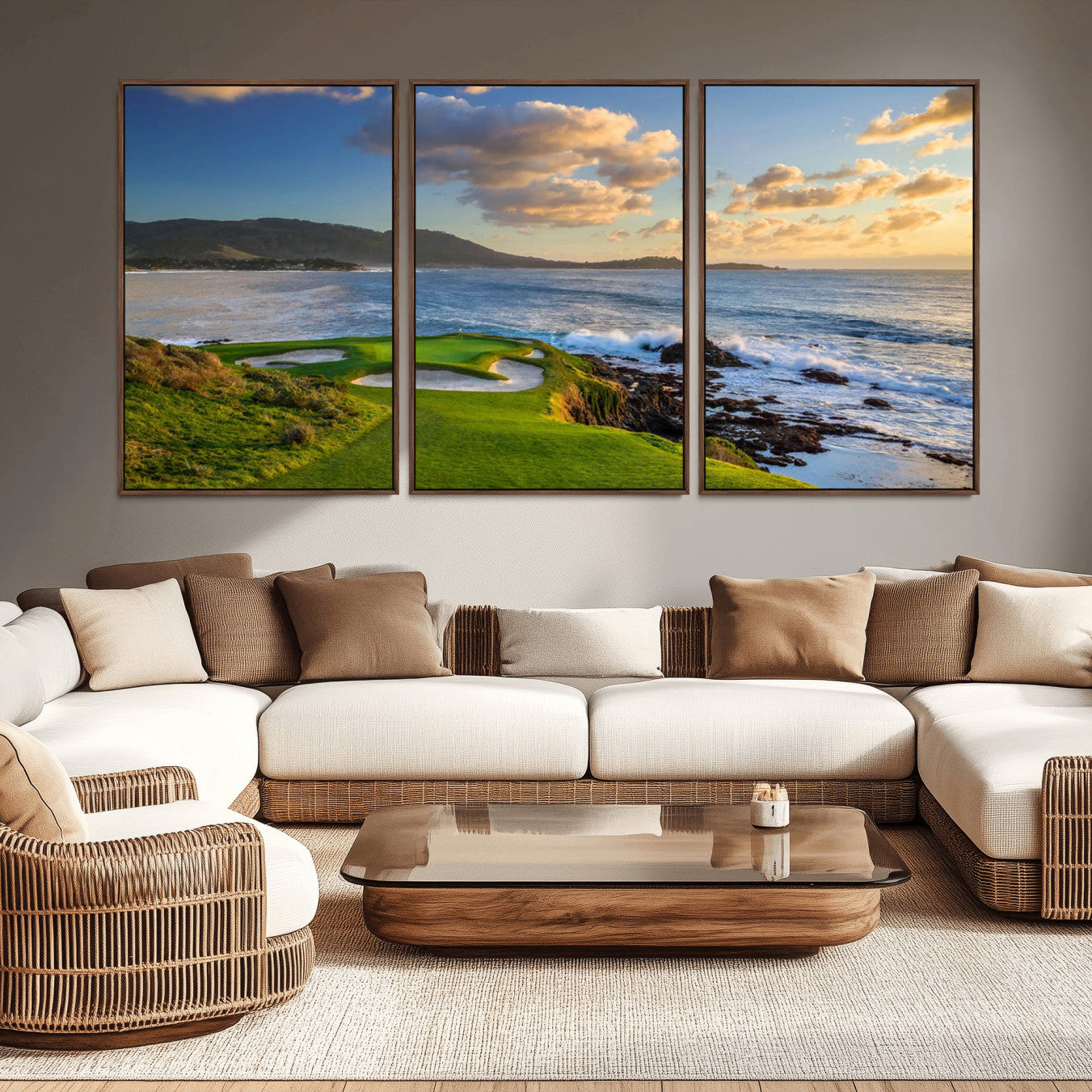 50107048-MGV-CV-36X24-Pebble Beach Golf Links Wall Art Canvas Print – Iconic Coastal Golf Course Artwork for Home, Office, Living Room
