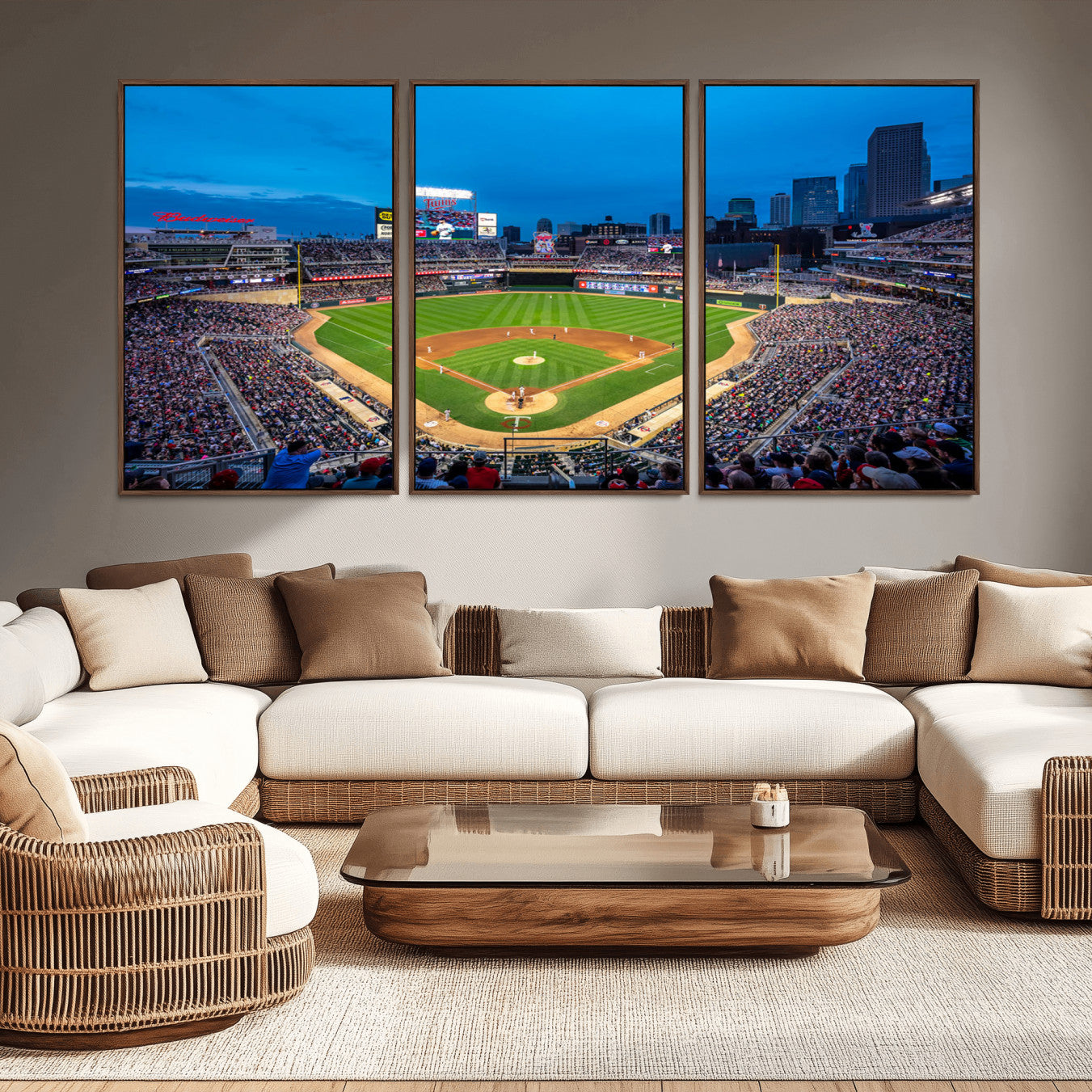 -Target Field Stadium Wall Art Canvas Print – Minnesota Twins Baseball Team Iconic Ballpark Scene for home, office