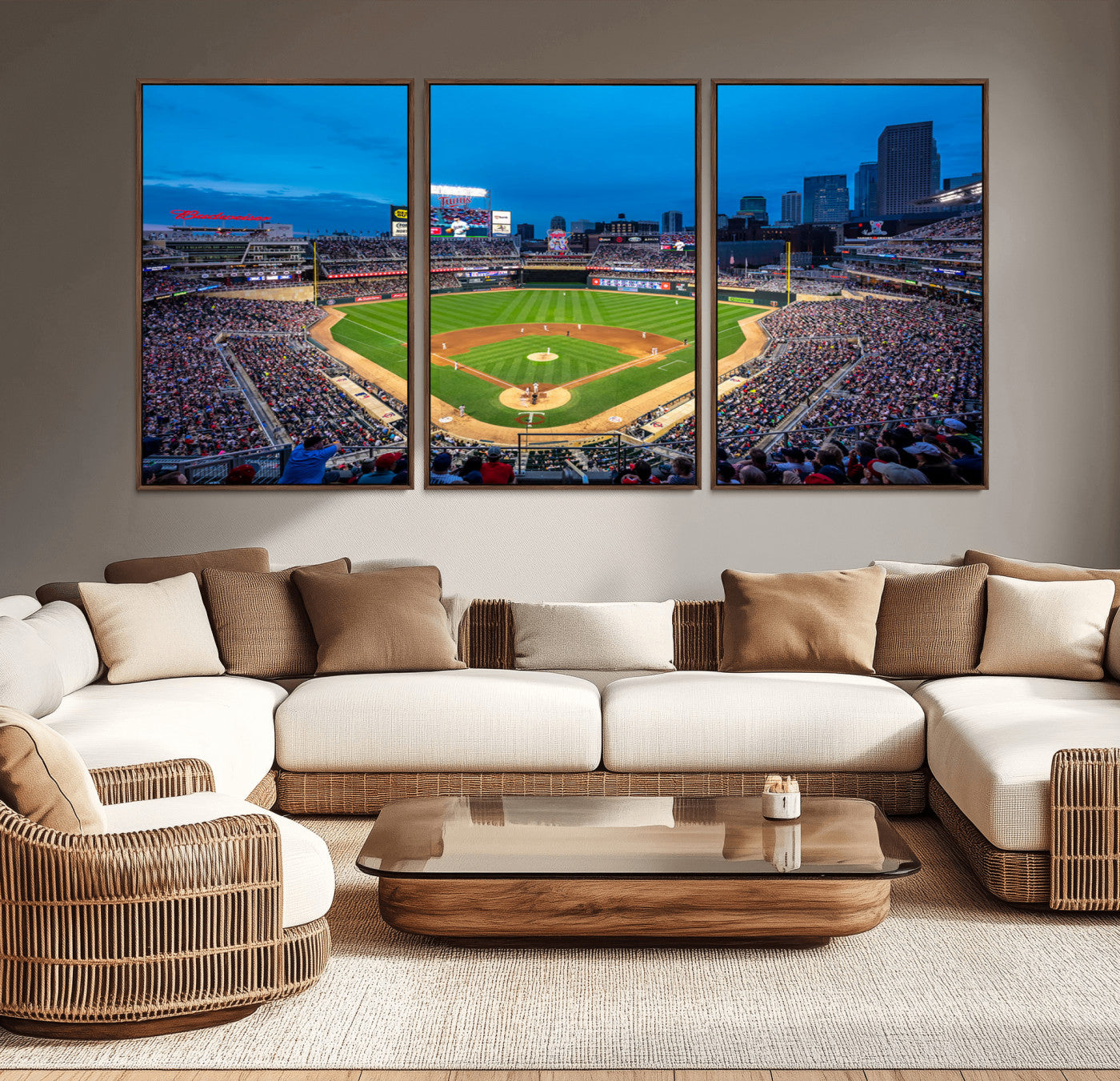 77273035-MGV-CV-36X24-Target Field Stadium Wall Art Canvas Print – Minnesota Twins Baseball Team Iconic Ballpark Scene for home, office