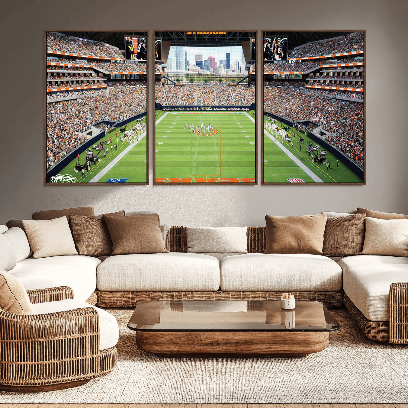 -Chicago Bears Soldiers Field Wall Art Canvas Print – Framed Football Stadium Artwork for Home, Office, Living Room