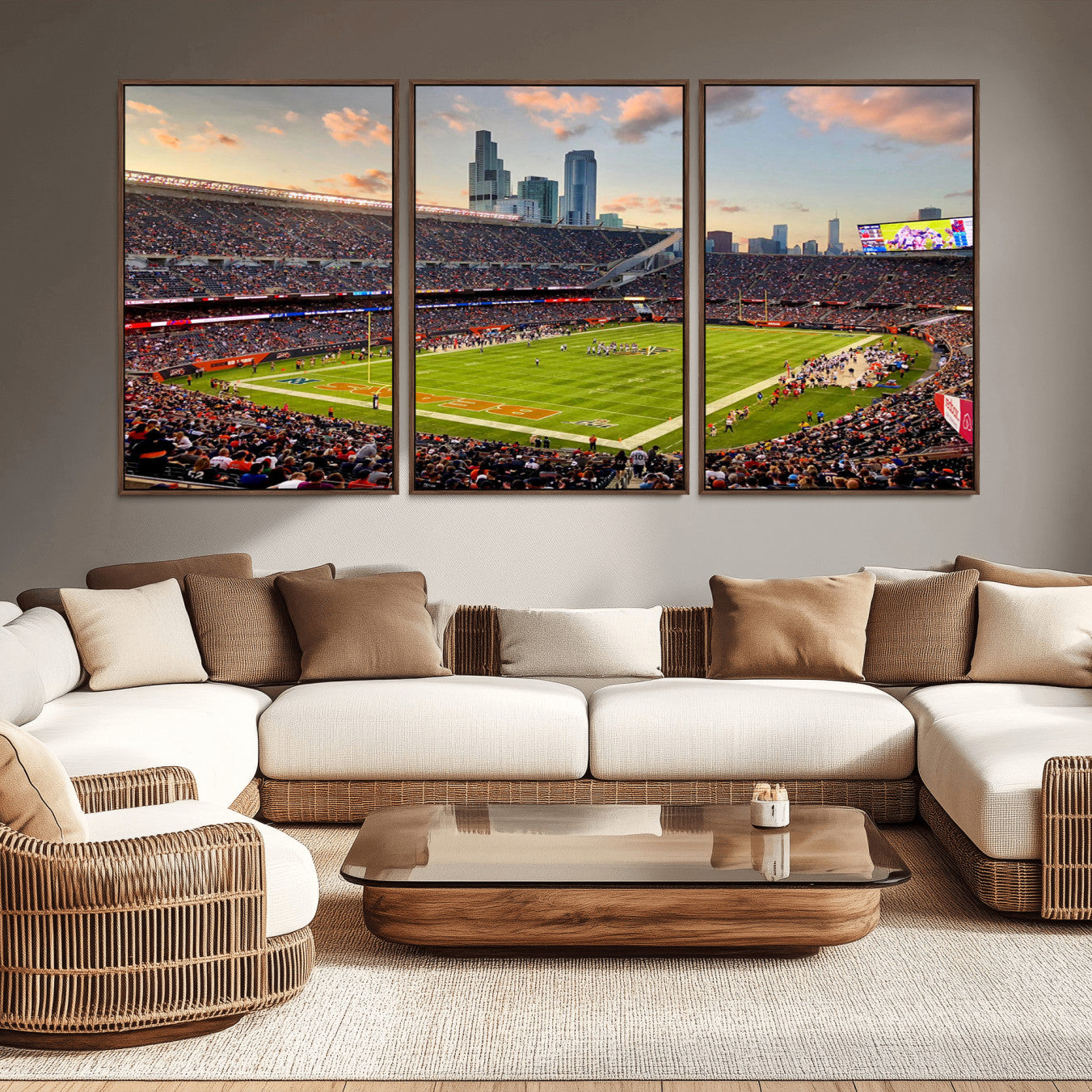 -Chicago Bears Soldiers Field Wall Art Canvas Print – Framed Football Stadium Artwork for Home, Office, Living Room