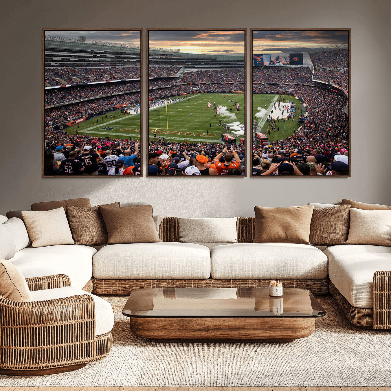 87578930-MGV-CV-36X24-Chicago Bears Soldiers Field Wall Art Canvas Print – Framed Football Stadium Artwork for Home, Office, Living Room