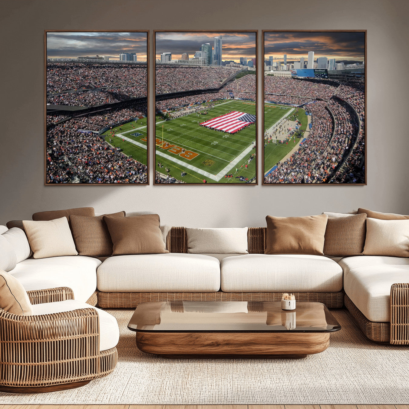 -Chicago Bears Soldiers Field Wall Art Canvas Print – Framed Football Stadium Artwork for Home, Office, Living Room