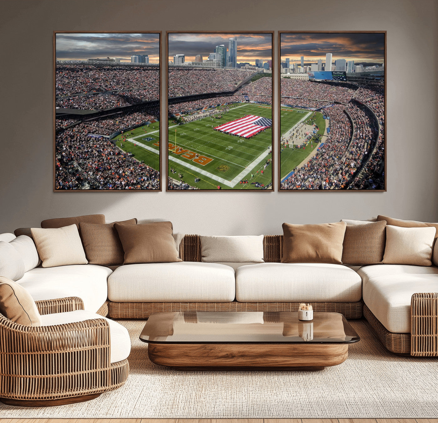 98106777-MGV-CV-36X24-Chicago Bears Soldiers Field Wall Art Canvas Print – Framed Football Stadium Artwork for Home, Office, Living Room