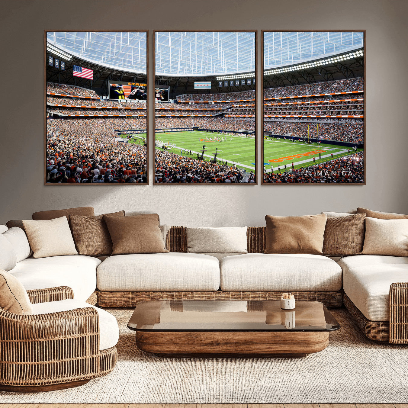 -Chicago Bears Soldiers Field Wall Art Canvas Print – Framed Football Stadium Artwork for Home, Office, Living Room