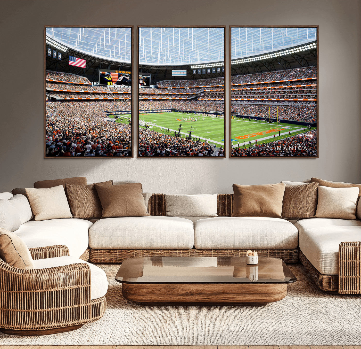 32530647-MGV-CV-36X24-Chicago Bears Soldiers Field Wall Art Canvas Print – Framed Football Stadium Artwork for Home, Office, Living Room