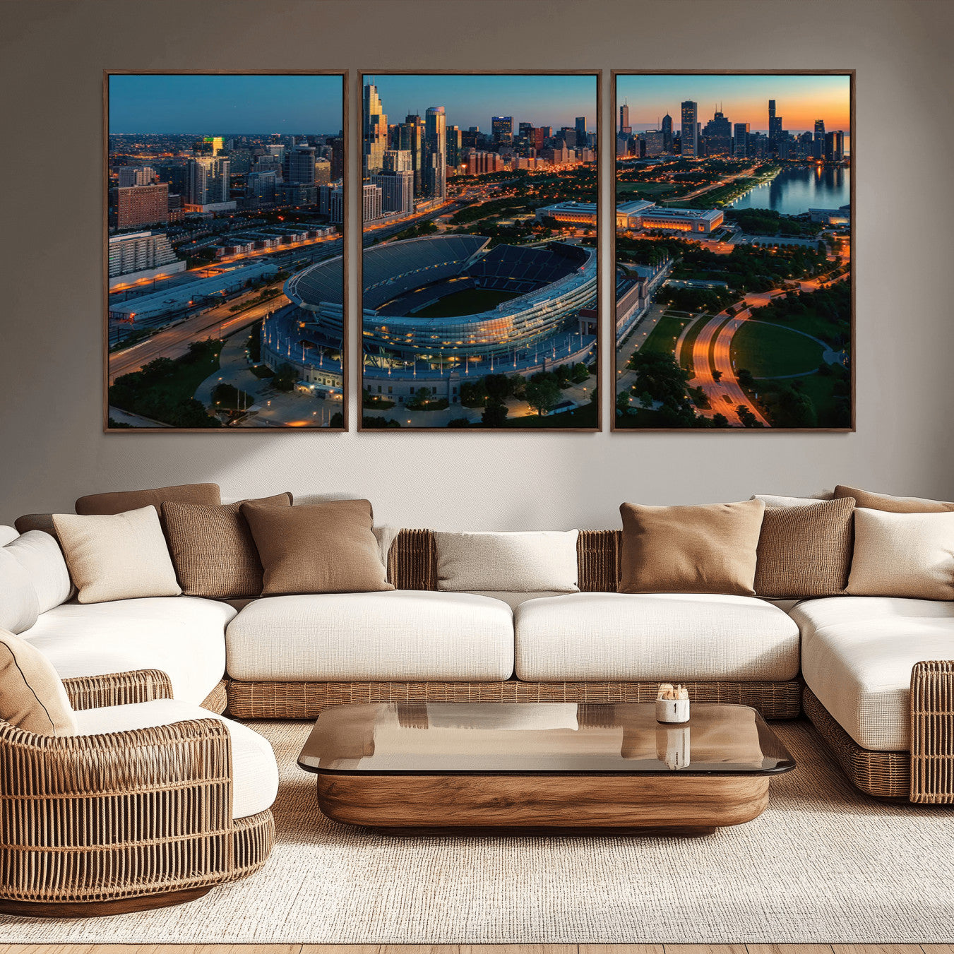 -Chicago Bears Soldiers Field Wall Art Canvas Print – Framed Football Stadium Artwork for Home, Office, Living Room