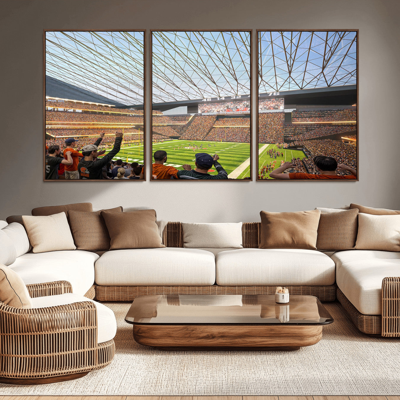 -Cleveland Browns Stadium Wall Art Canvas Print – Framed NFL Football Arena Artwork for Home, Office, Living Room