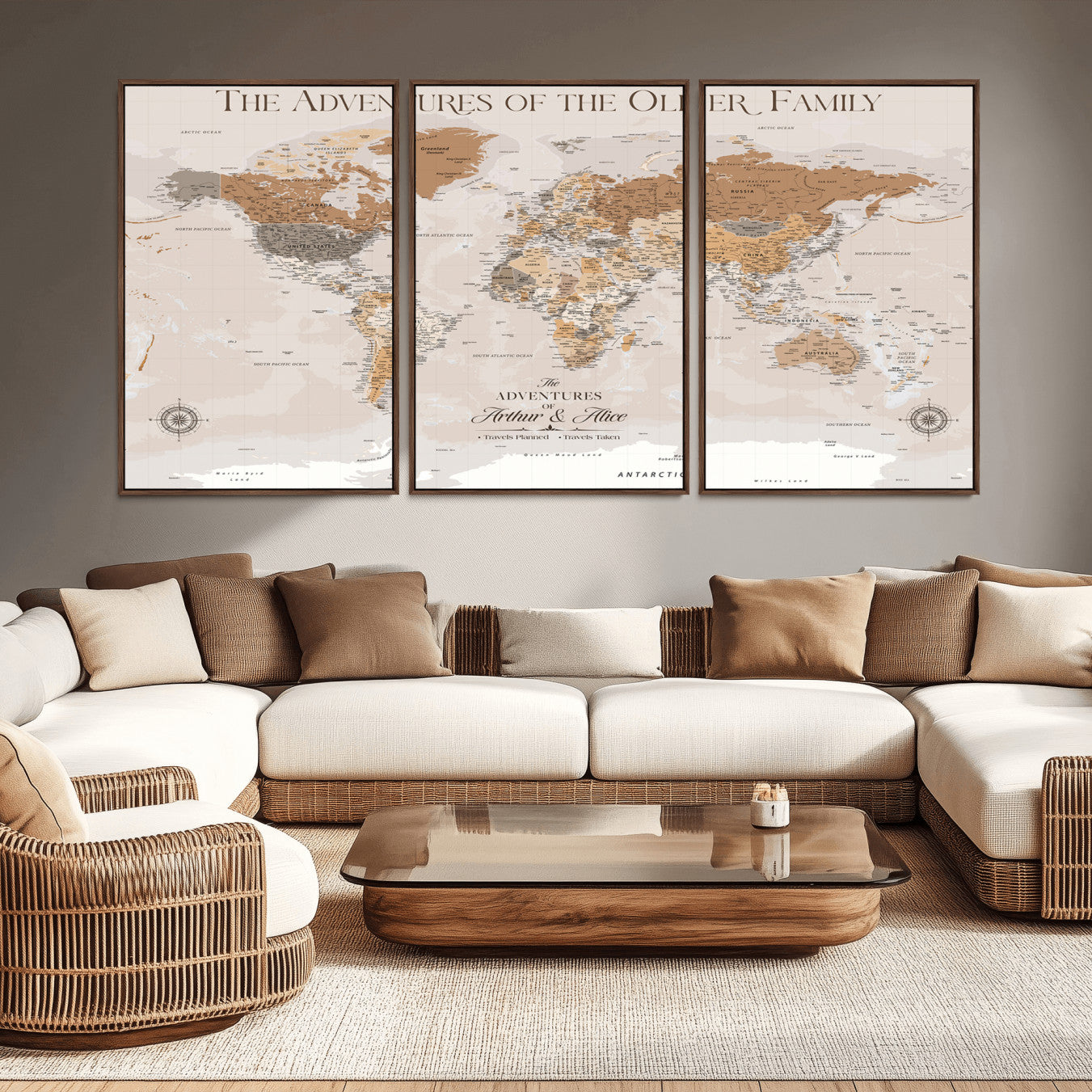 43101120-MGV-CV-36X24-Personalized Push Pin World Map Canvas – Custom Framed Travel Tracker Wall Art, Large Adventure Map with Pins for Home, Office