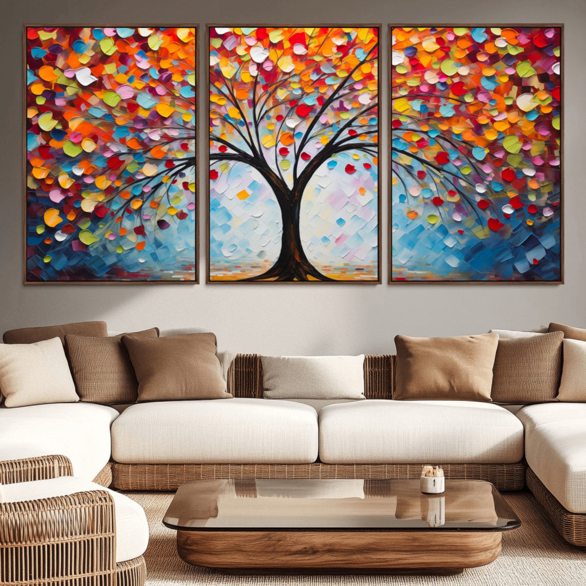HS2447-MGV-CV-36X24-Vibrant Tree of Life Canvas Wall Art – Colorful Abstract Nature in Modern Decor - Ready to Hang