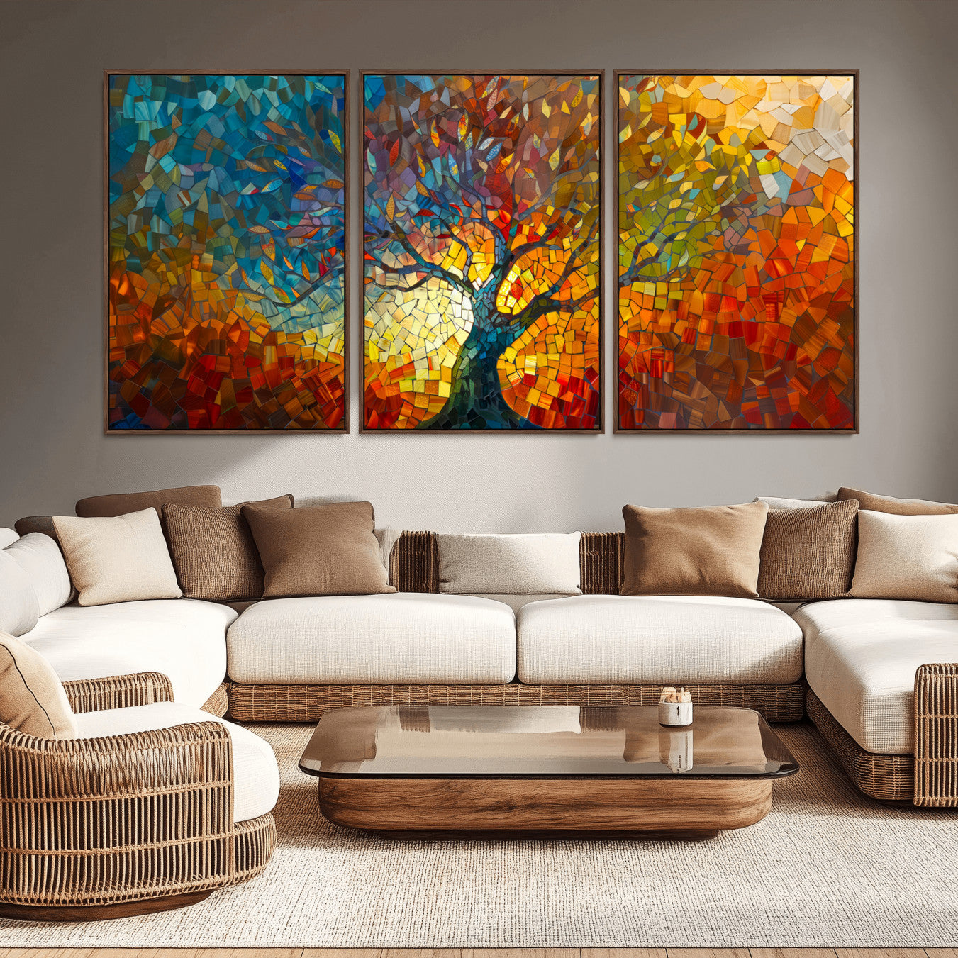 -Yggdrasil Tree of Life Mosaic Stained Glass Wall Art, Tree of Life Mosaic Wall Art Canvas Print