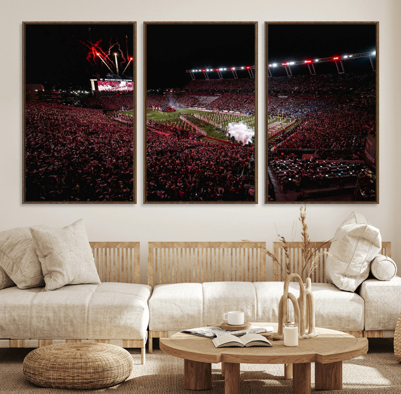 60690191-MGV-FC-60X30-3P - William Brice Stadium Wall Art Print – Baseball Game Room Artwork Print for Basement Dorm, Home, Office