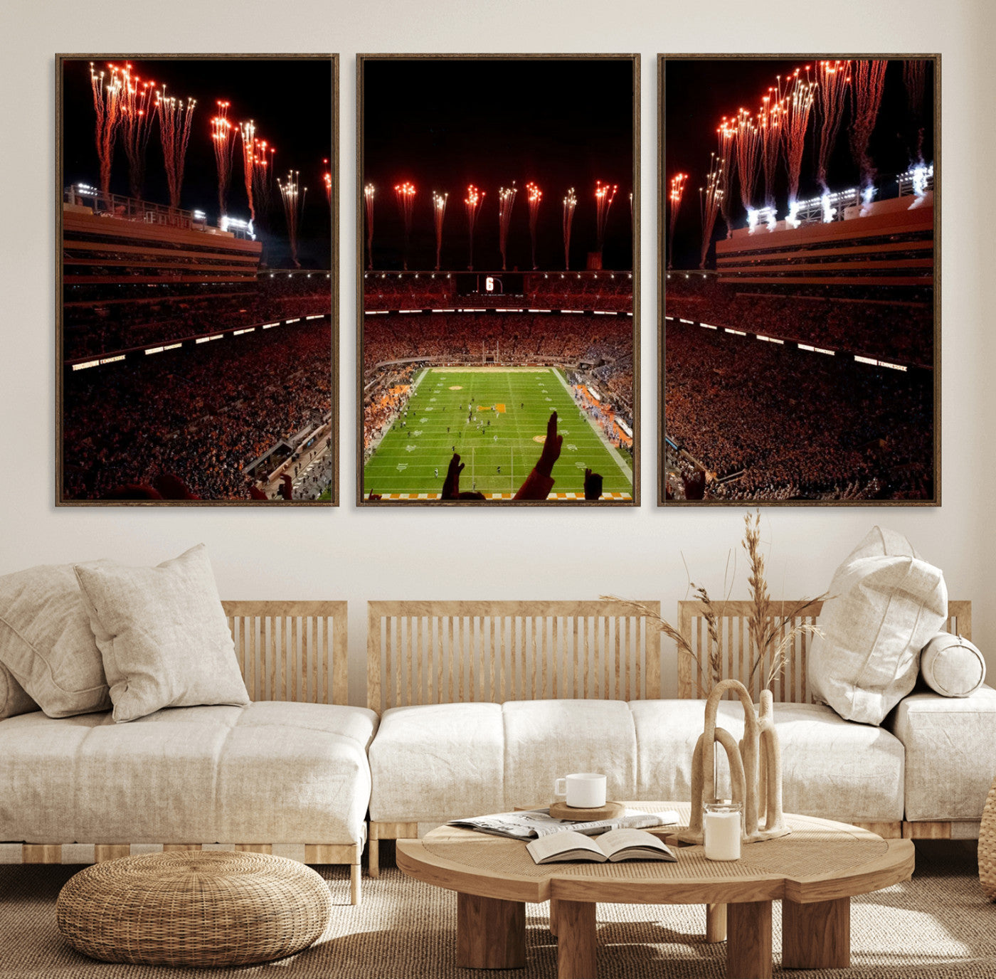 73358115-MGV-FC-60X30-3P - Tennessee Neyland Stadium Wall Art, Sports Arena Canvas Print, Panoramic Stadium Canvas Artwork for Home, Office