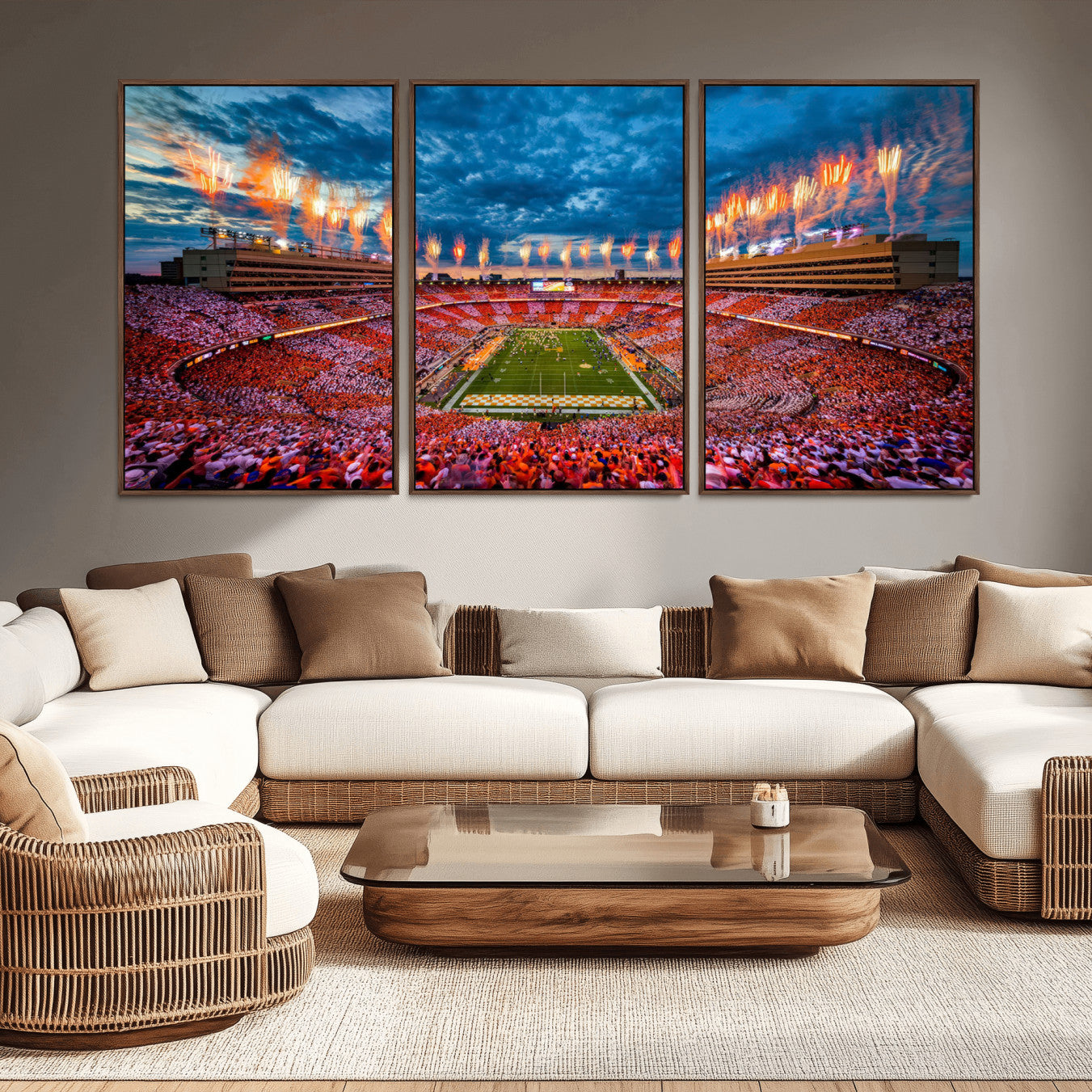 94266219-MGV-CV-36X24-Tennessee Neyland Stadium Wall Art, Sports Arena Canvas Print, Panoramic Stadium Artwork for Home, Office