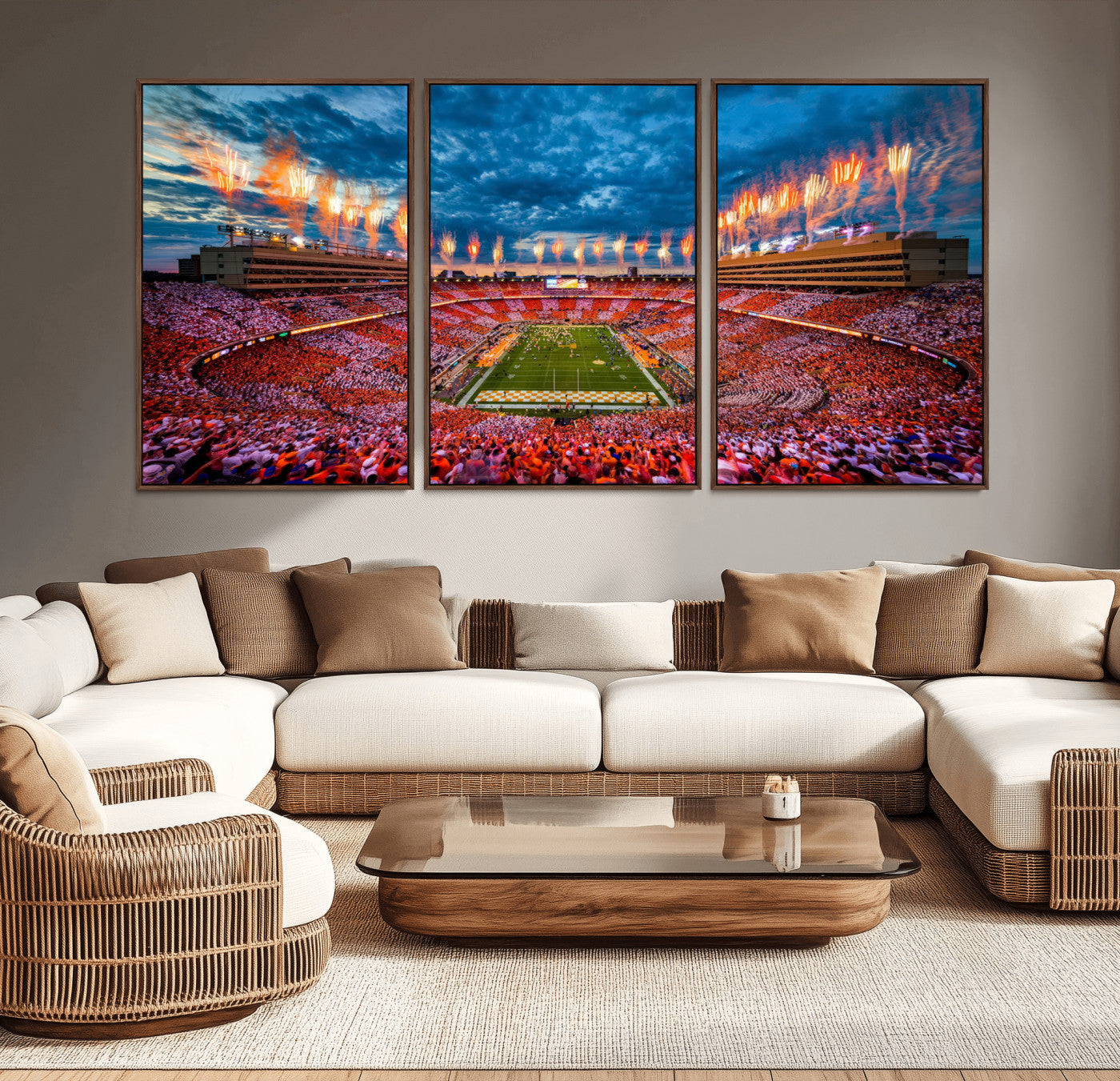 MGV-FC-60X30-3P - Tennessee Neyland Stadium Wall Art Print, Sports Arena Canvas Wall Art, Panoramic Stadium Canvas