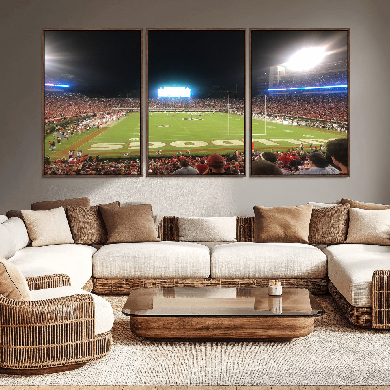MGV-FC-60X30-3P - Dooley Stadium Wall Art Print, Sports Arena Canvas Wall Art, Panoramic Stadium Canvas Print, Modern