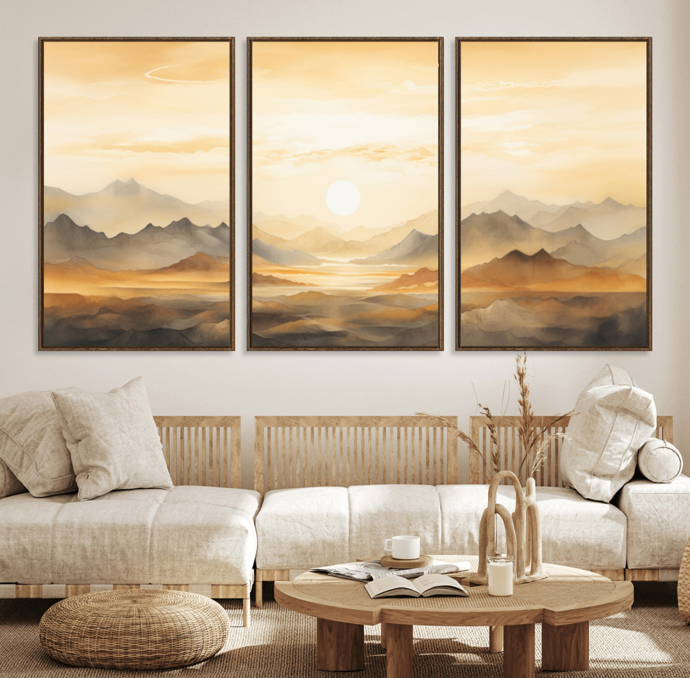 Nihat1-29-MGV-CV-36X24-Sepia Color Abstract Mountain Wall Art Canvas Print