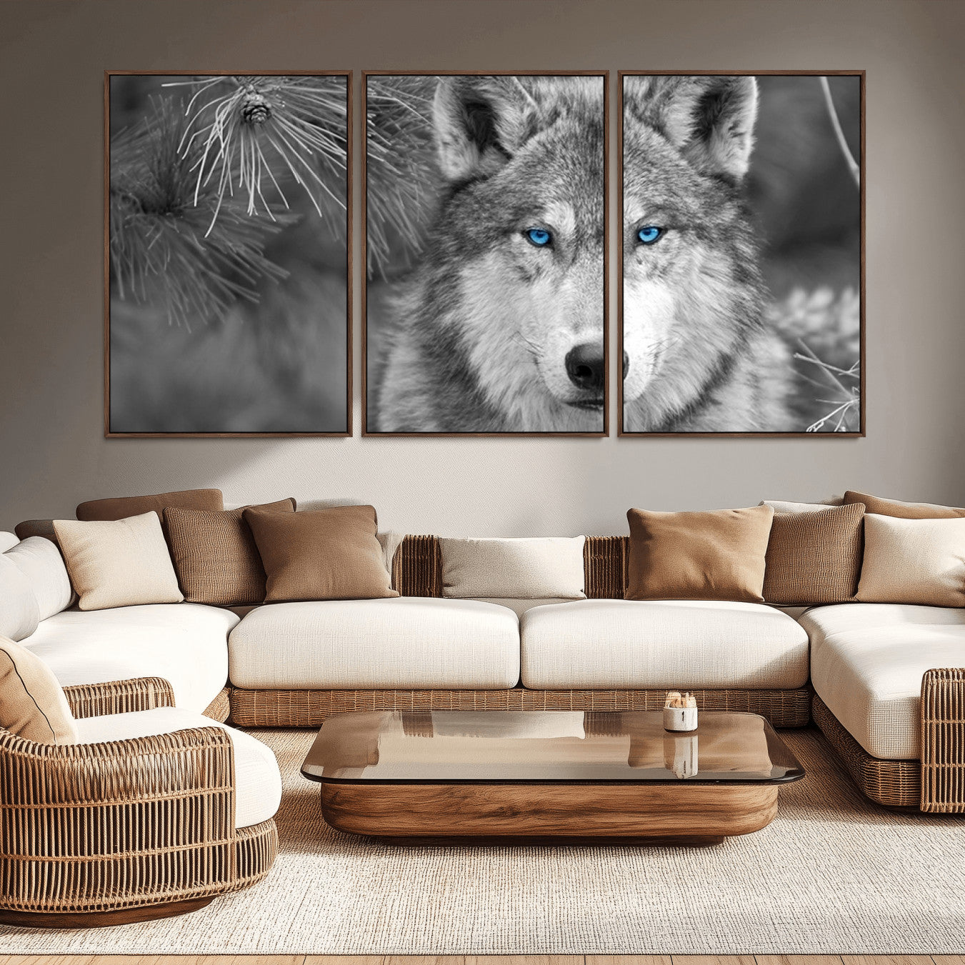 -Wild Wolf Blue Eye Wall Art Canvas Print