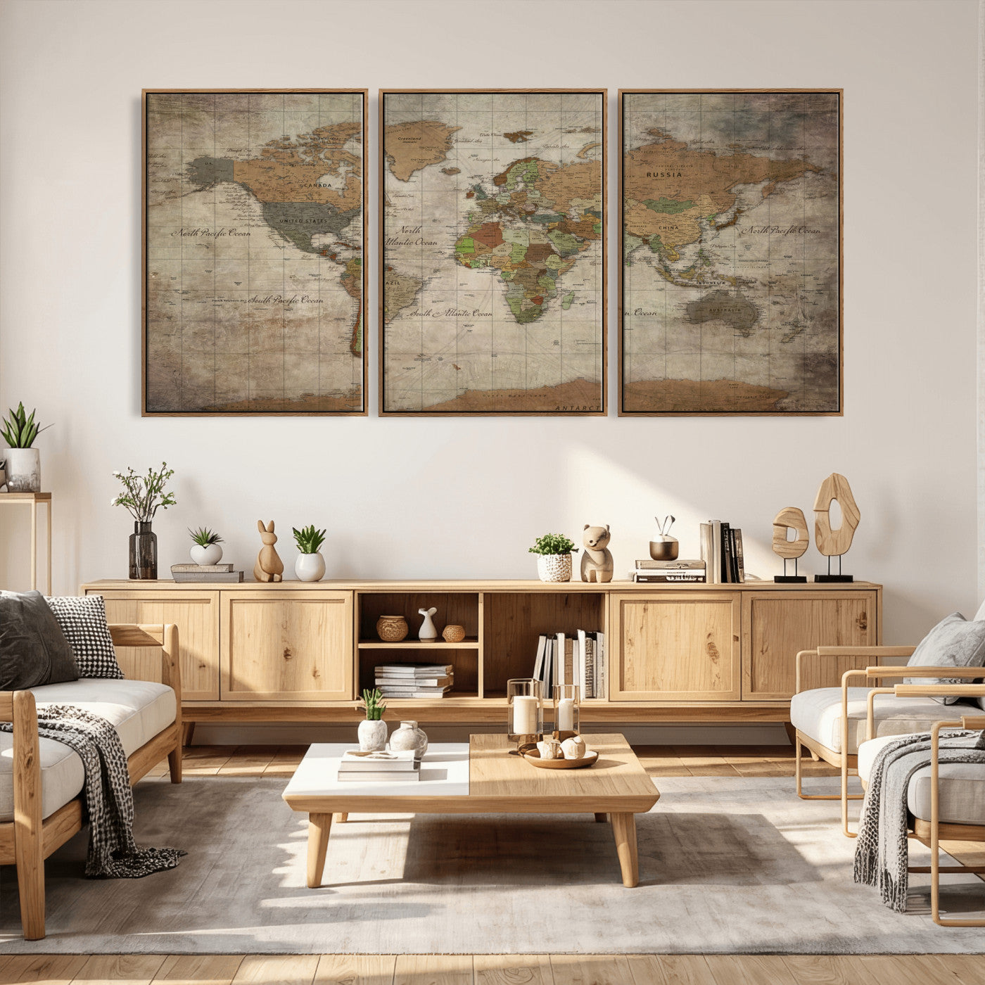 20356264-MGV-CV-36X24 - World Map Wall Art Canvas Print, Modern Decorative Framed Map Artwork Prints for Living Room, Office, Bedroom Wall Decor