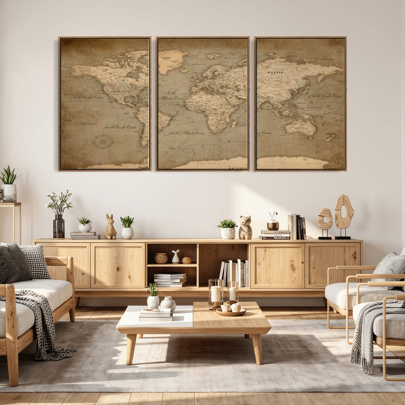 49946617-MGV-CV-36X24 - World Map Wall Art Canvas Print, Modern Decorative Framed Map Artwork Prints for Living Room, Office, Bedroom Wall Decor